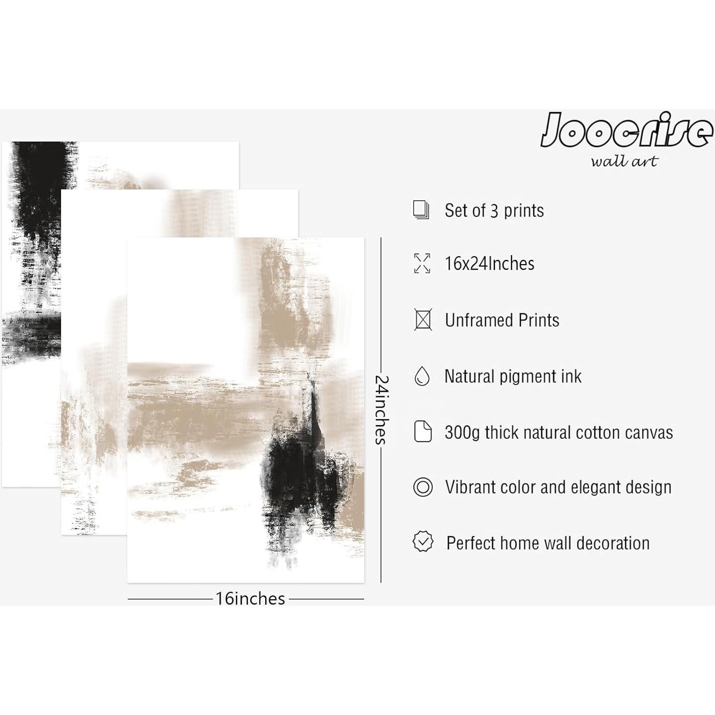 Juego de 3 Pinturas Abstractas Beige Joocrise 60x40 cm Sin Marco
