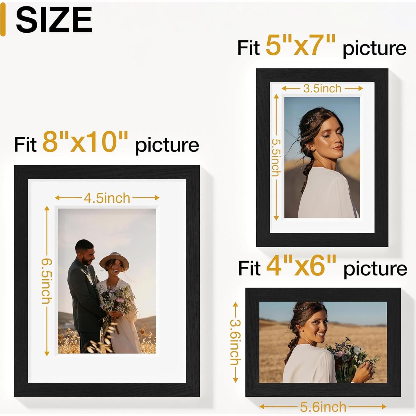 Vittanly 10 Paquete Marcos de Fotos Negros Madera Ingenierizada