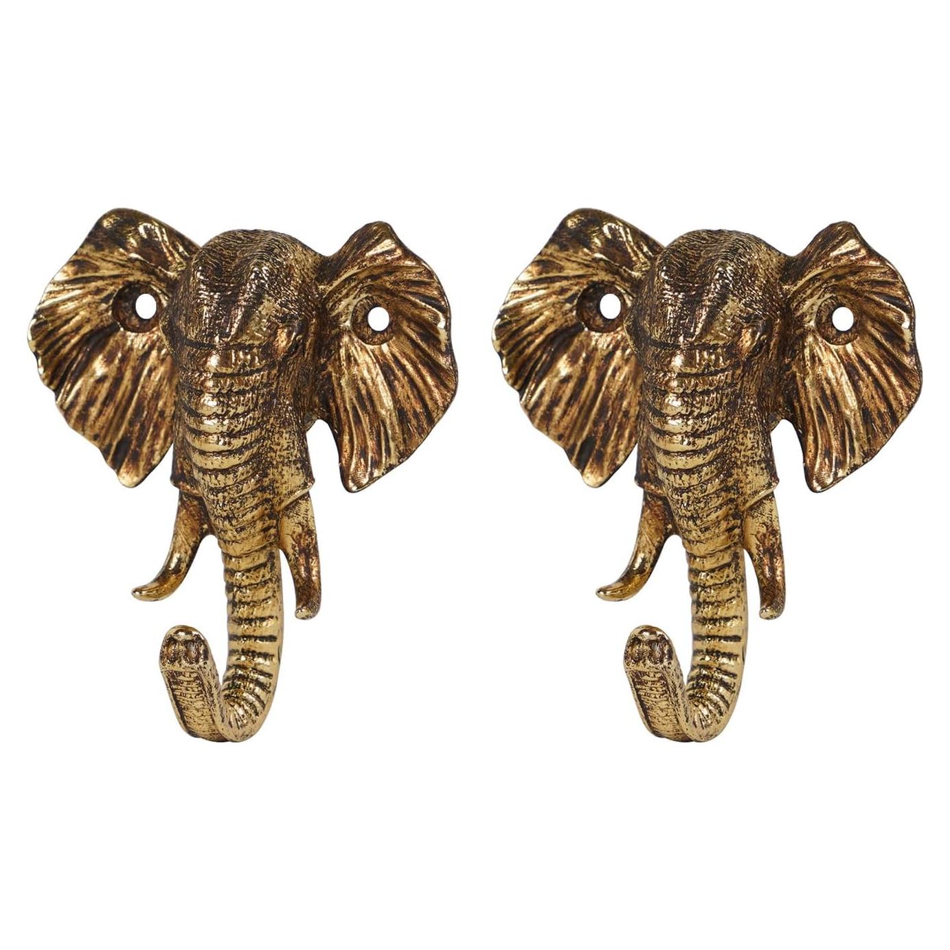 Gancho de Abrigo Metálico Dorado SOFFEE DESIGN Elefante 2 Pcs