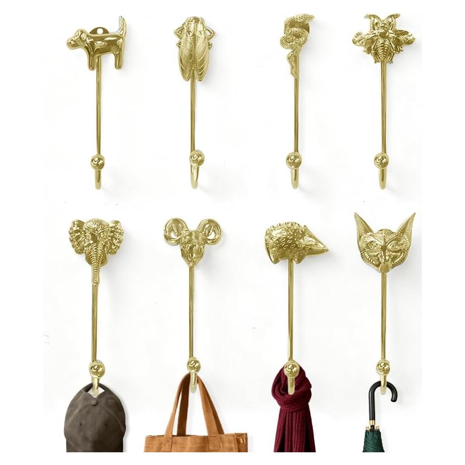 Ganchos de Pared Decorativos Mingzhang 8 Piezas Animal Oro