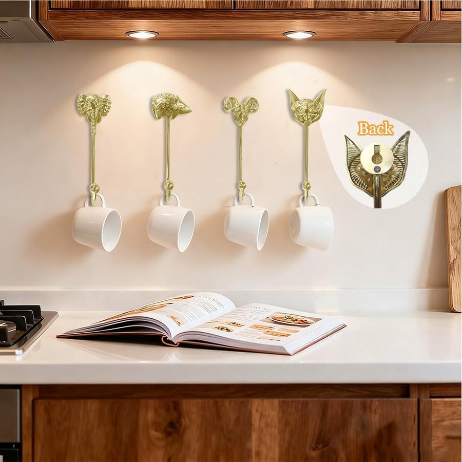 Ganchos de Pared Decorativos Mingzhang 8 Piezas Animal Oro