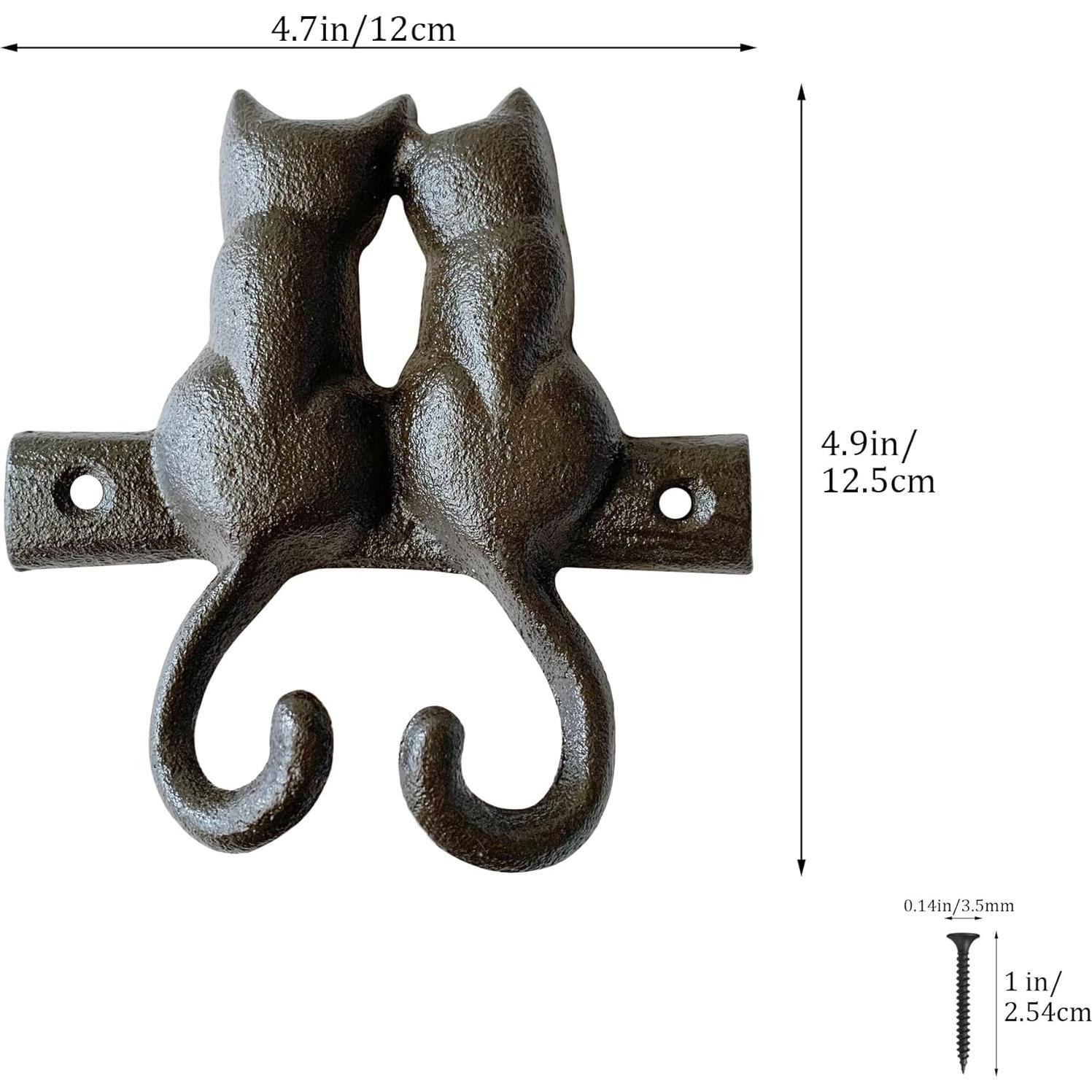 Percha Decorativa de Pared Zorues Gato Rústico 1 Gancho Metal