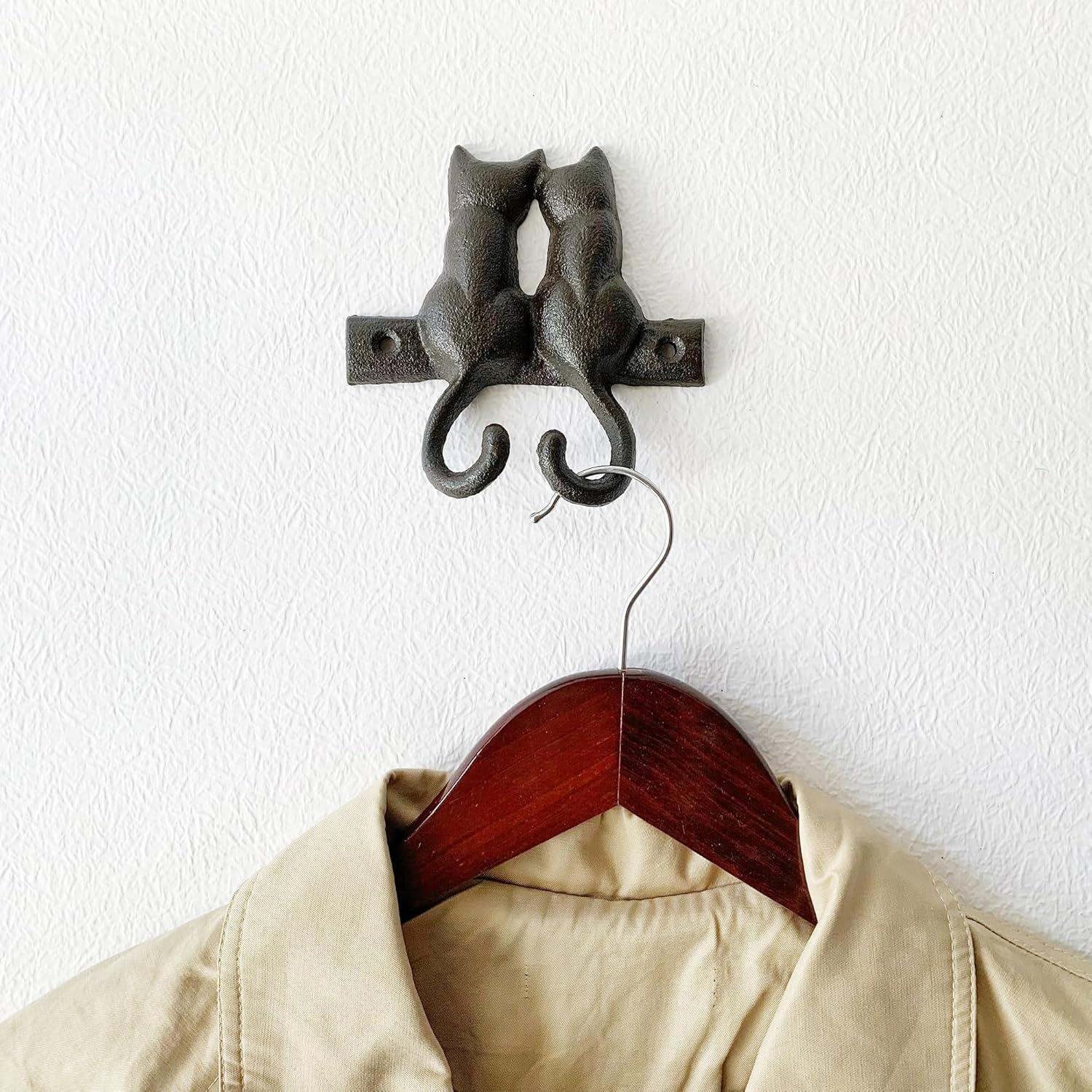 Percha Decorativa de Pared Zorues Gato Rústico 1 Gancho Metal