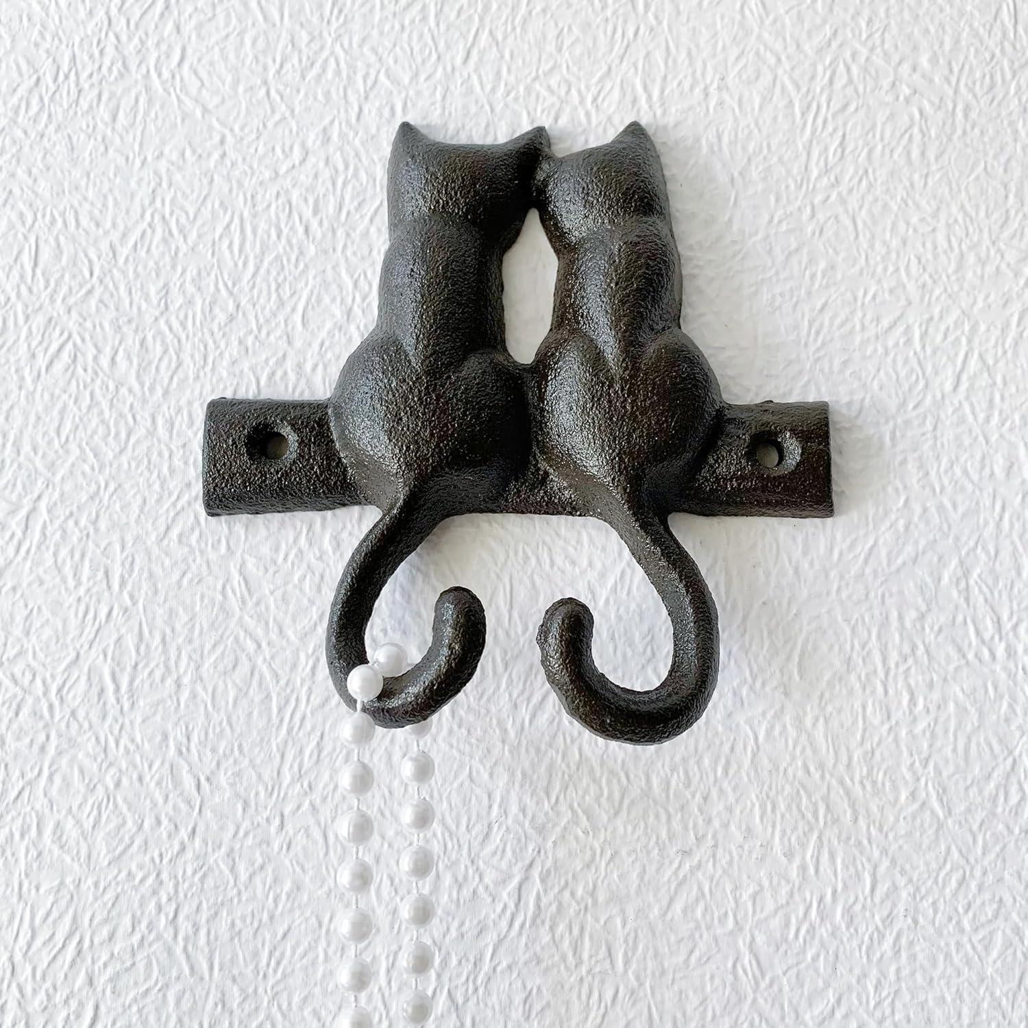 Percha Decorativa de Pared Zorues Gato Rústico 1 Gancho Metal