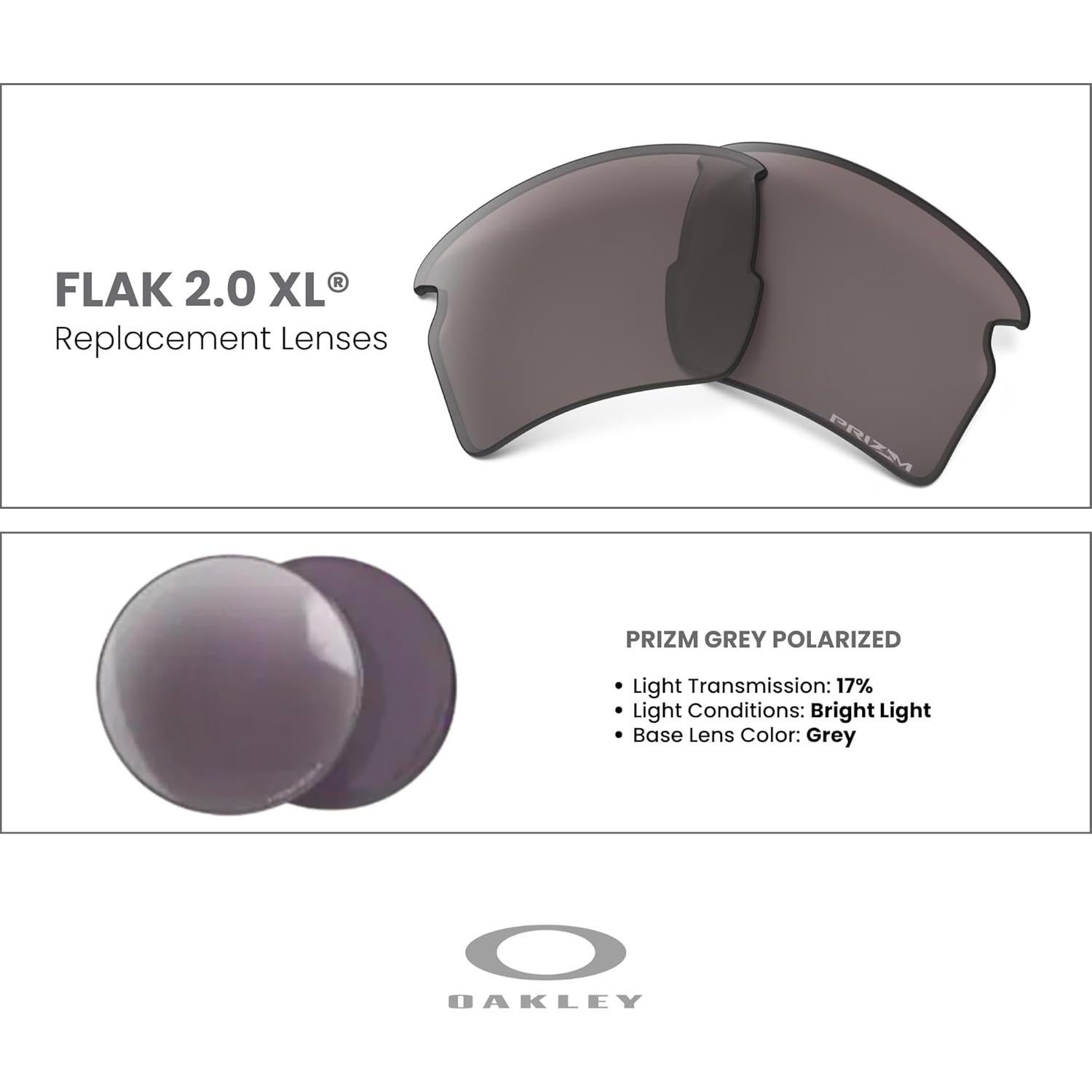 Lentes de Reemplazo Oakley Flak 2.0 XL Prizm Grey + Kit