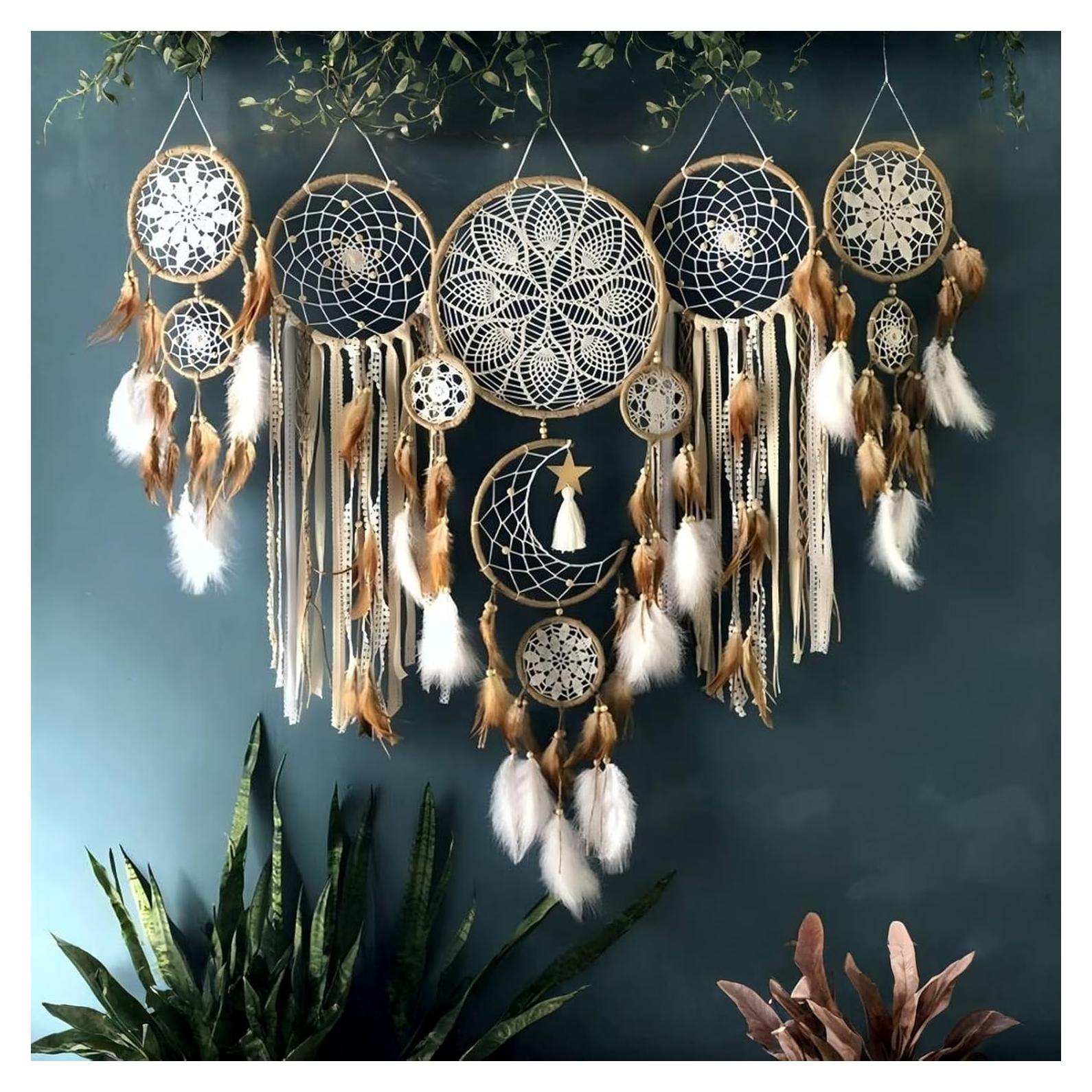 Atrapa Sueños Boho Thavgaf 30.5 cm con Plumas y Cuentas