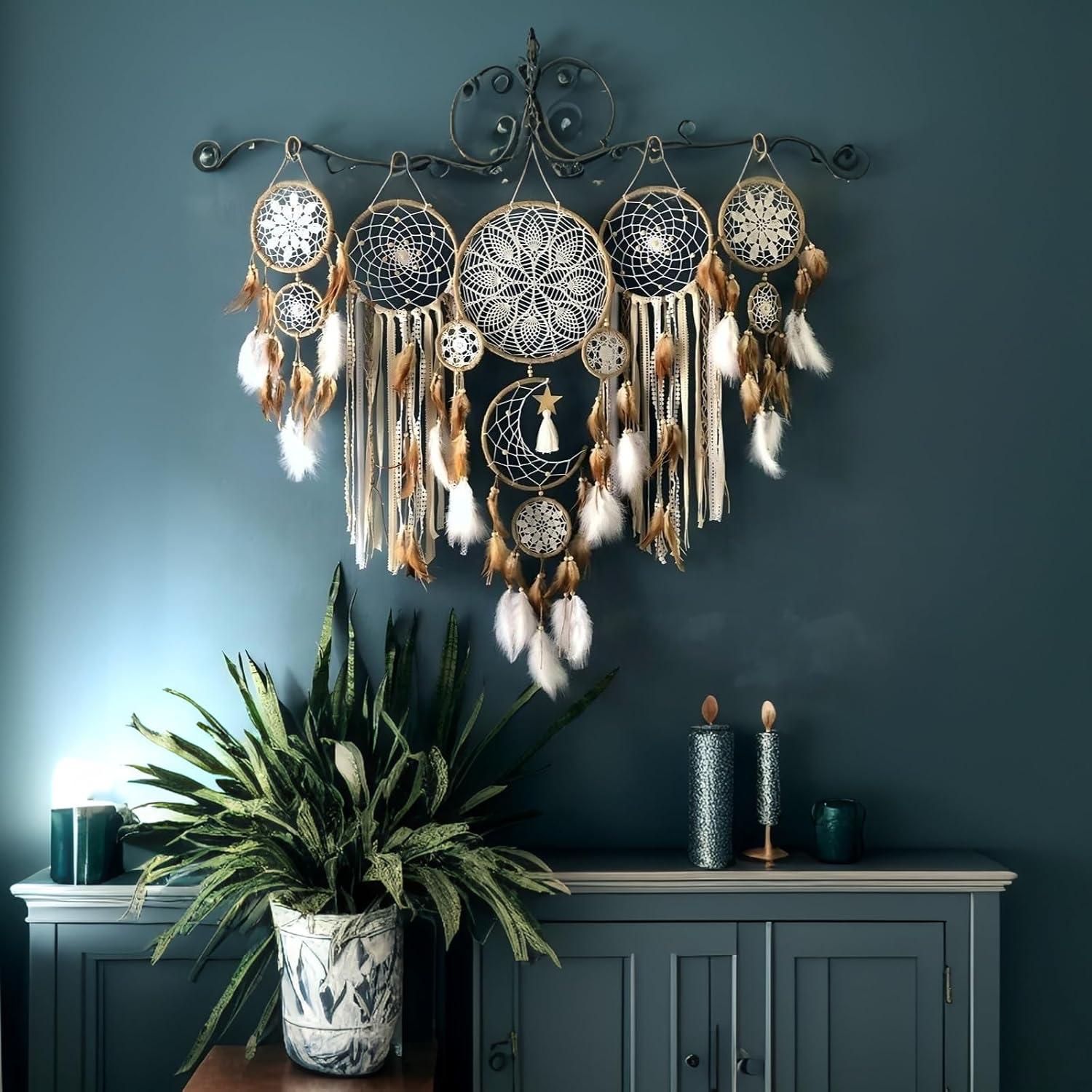 Atrapa Sueños Boho Thavgaf 30.5 cm con Plumas y Cuentas