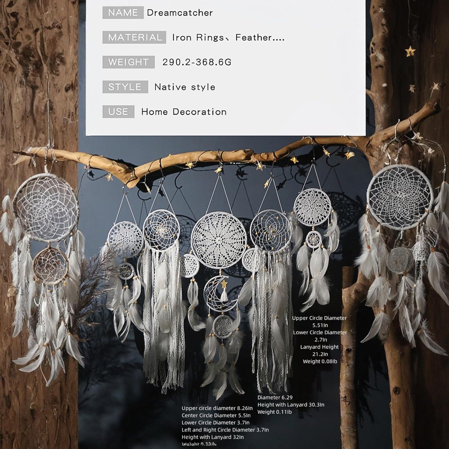 Atrapa Sueños Boho Thavgaf 30.5 cm con Plumas y Cuentas