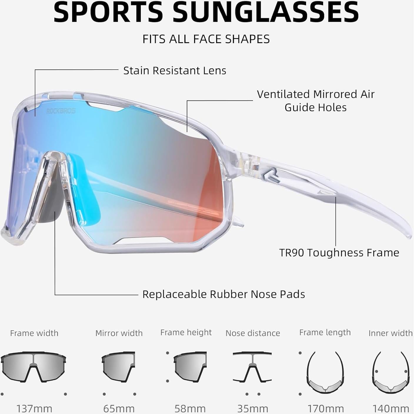 Gafas de sol fotocromáticas ROCKBROS UV400 para ciclismo