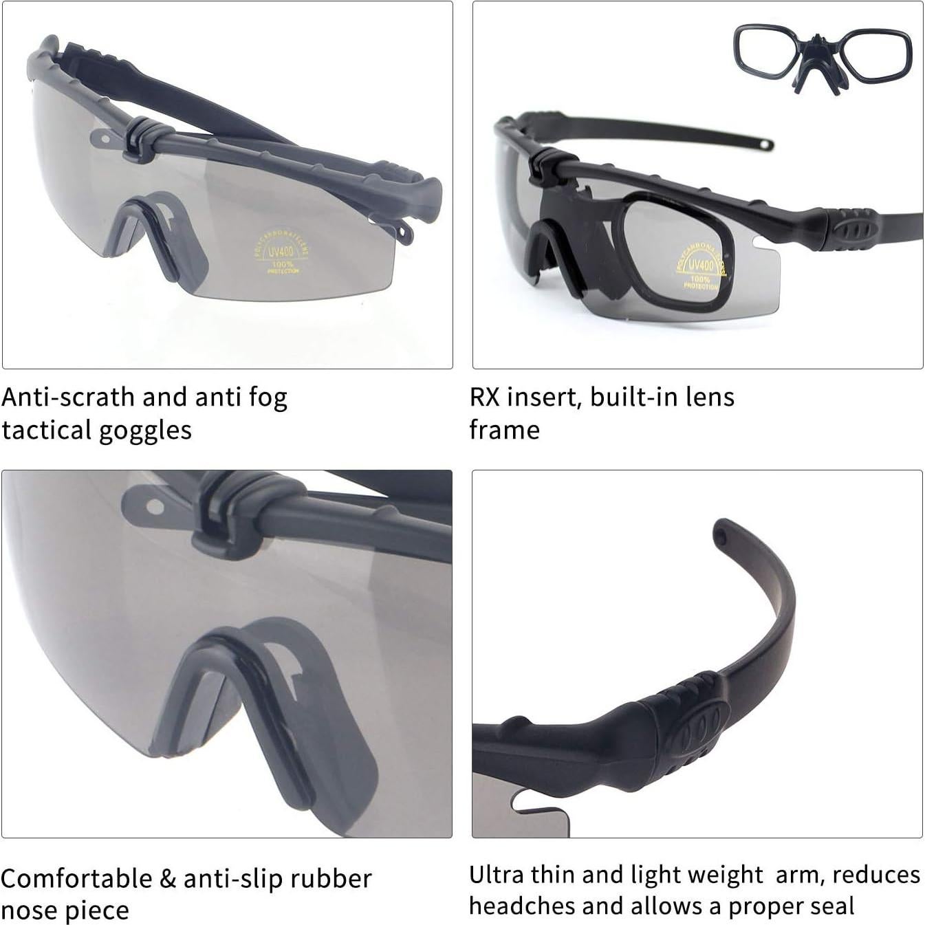 Gafas Deportivas Antivaho UV 400 con 3 Lentes Intercambiables