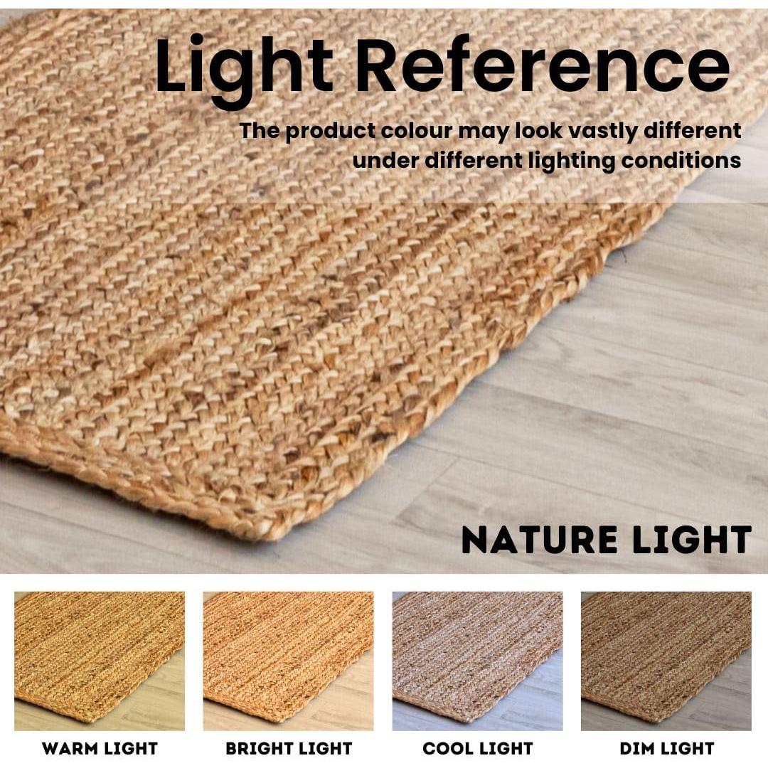 Alfombra Redonda de Yute Natural HOMEMONDE 1.83m Hecha a Mano