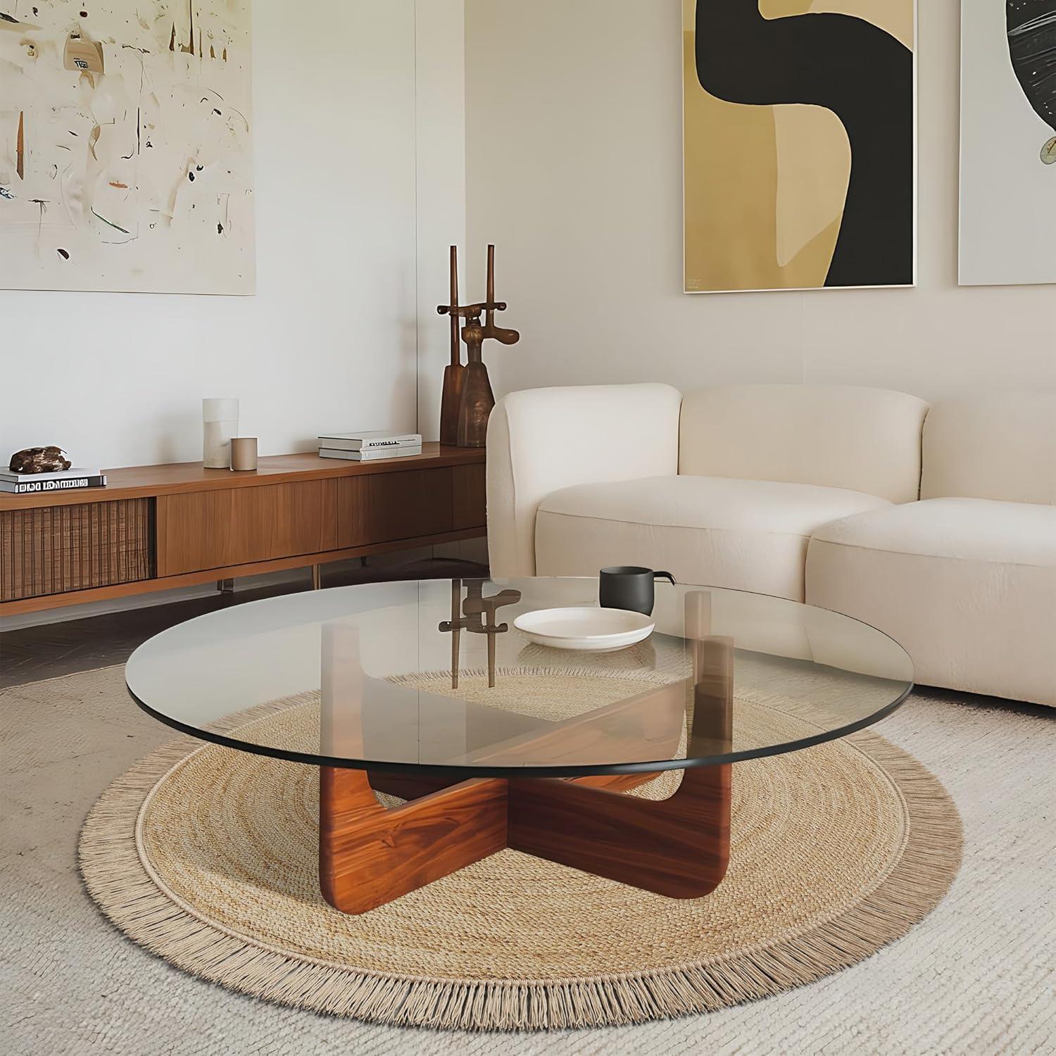 Alfombra Redonda de Yute KIBAGA 152.4 cm Boho Tejida a Mano