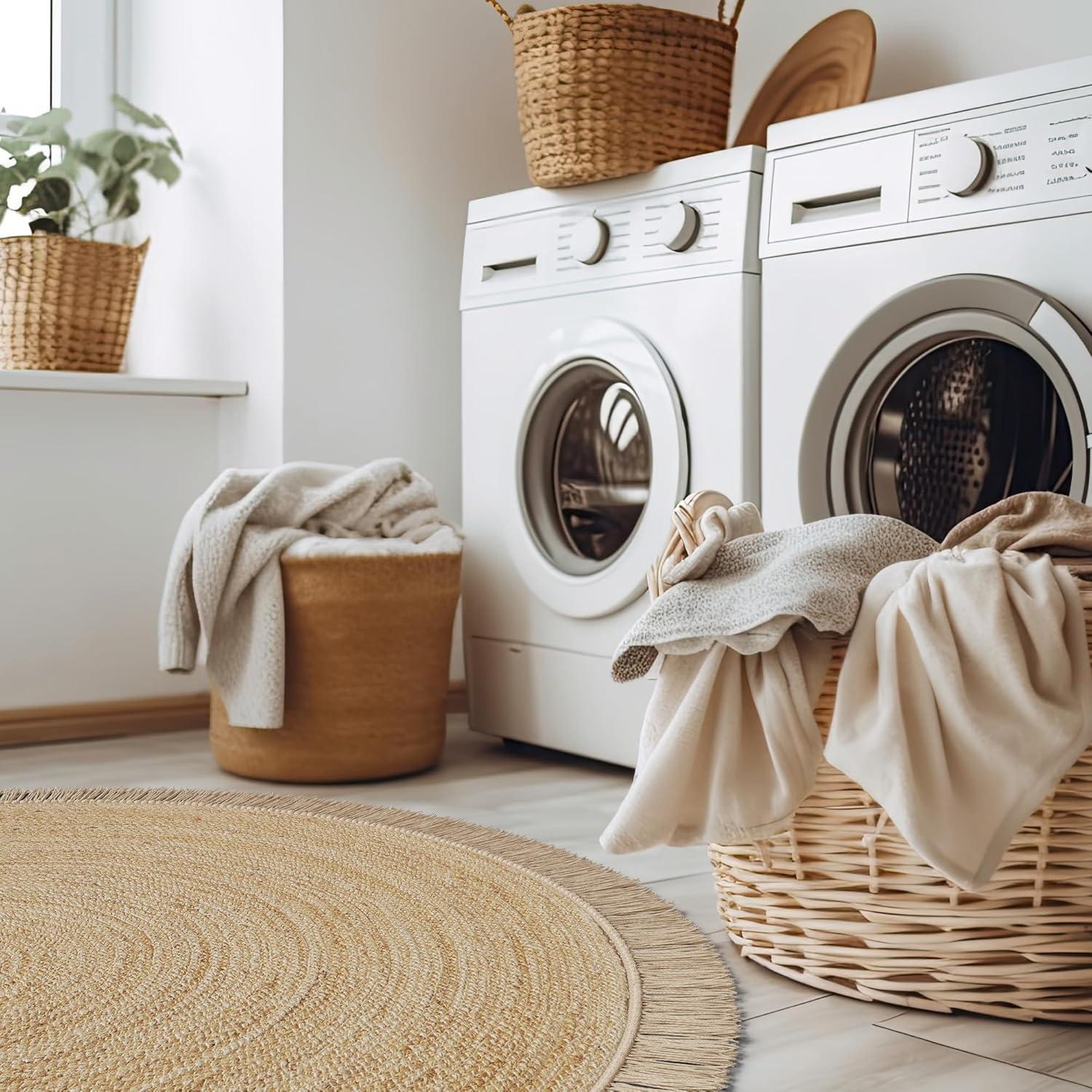 Alfombra Redonda de Yute KIBAGA 152.4 cm Boho Tejida a Mano