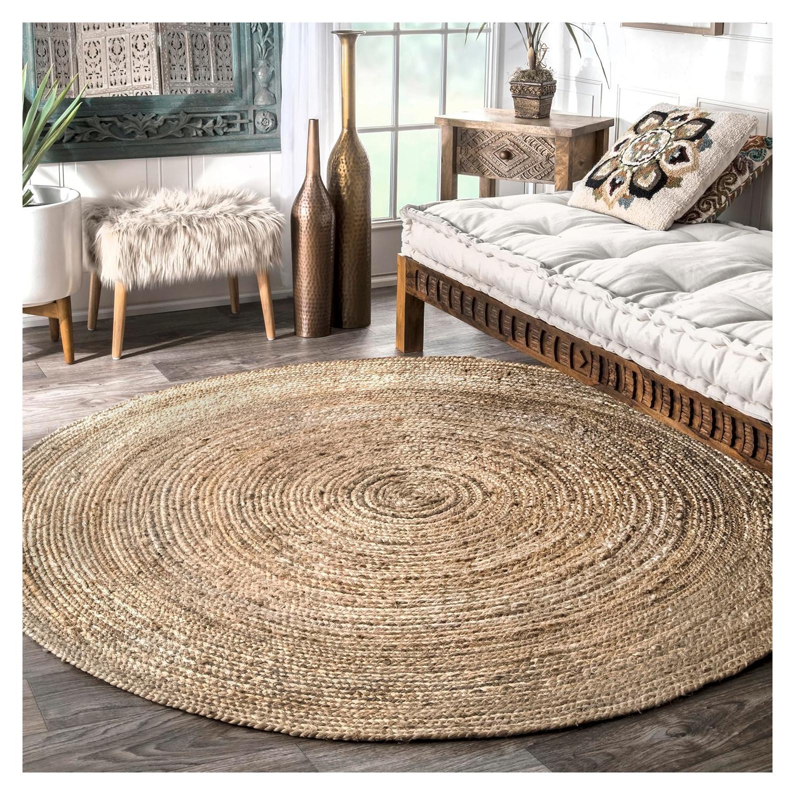 Alfombra de Área Redonda nuLOOM Rigo Hecho a Mano 2.13m Yute Natural