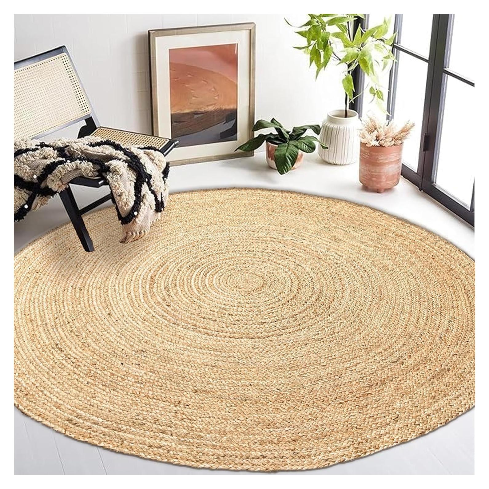 Alfombra Redonda de Yute Natural Chardin 243 cm Hecha a Mano