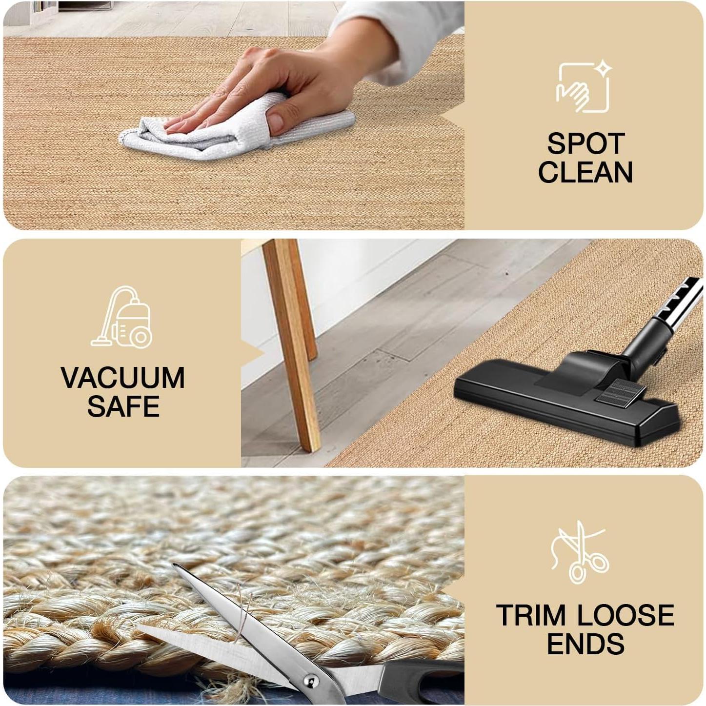 Alfombra Redonda de Yute Natural Chardin 243 cm Hecha a Mano