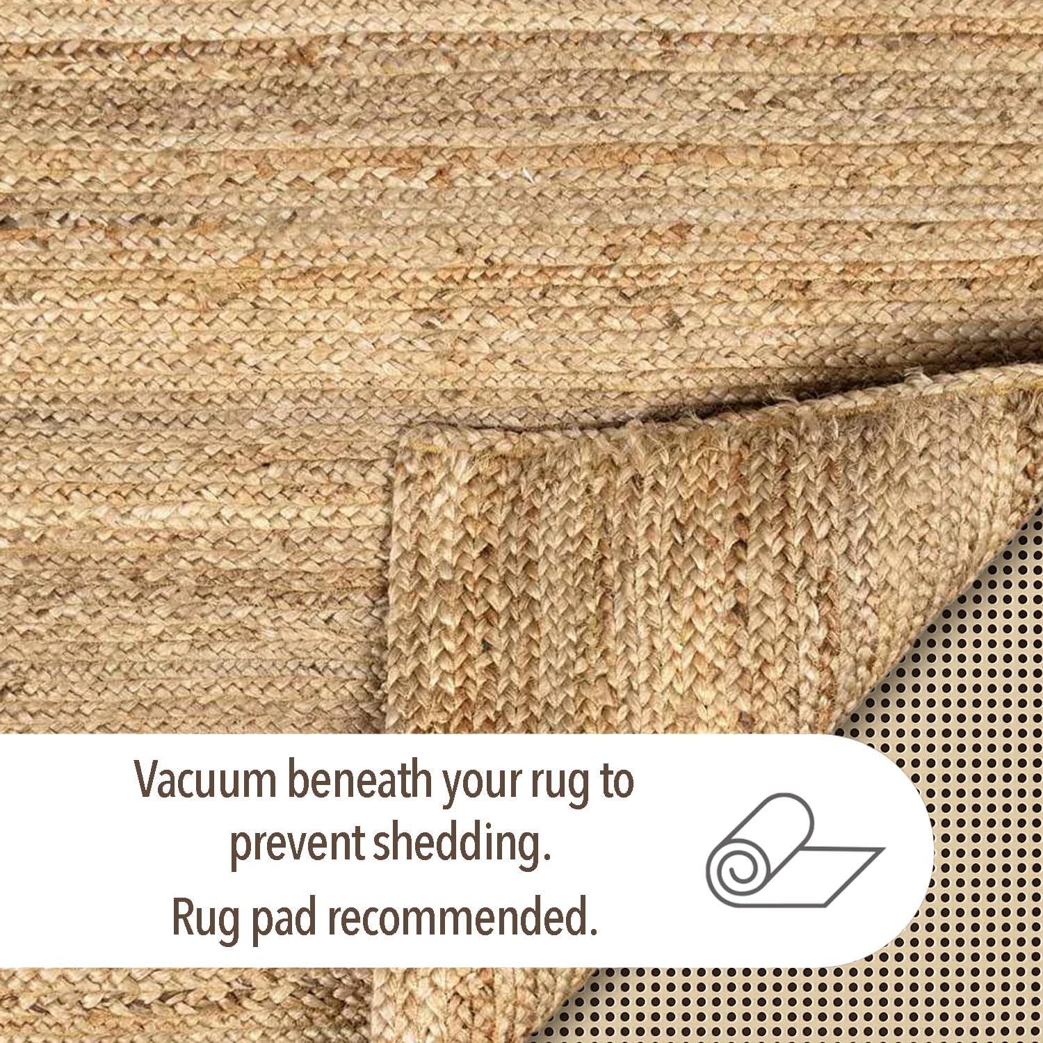 Alfombra Redonda de Yute Natural Chardin 243 cm Hecha a Mano