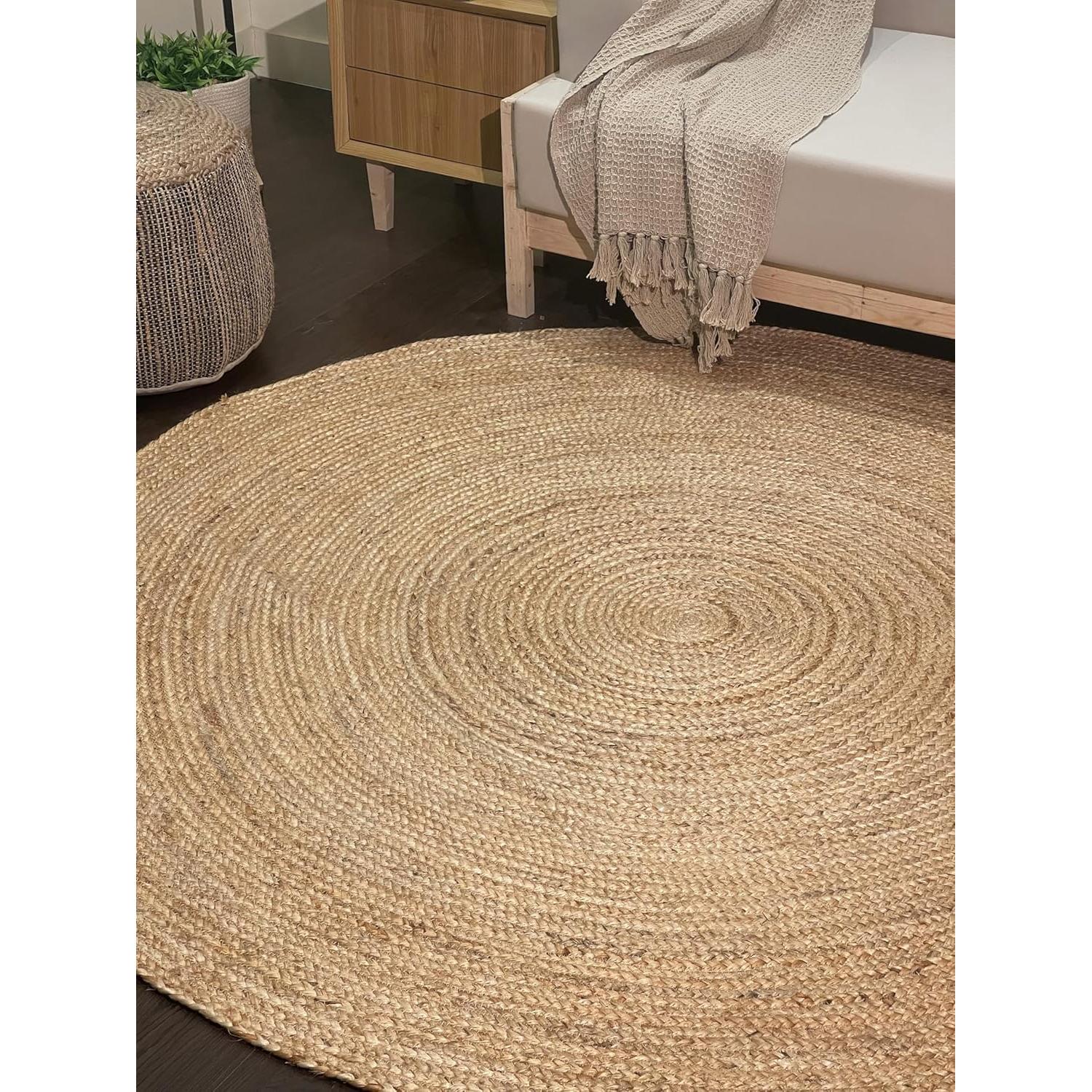 Alfombra Redonda de Yute Natural Chardin 243 cm Hecha a Mano