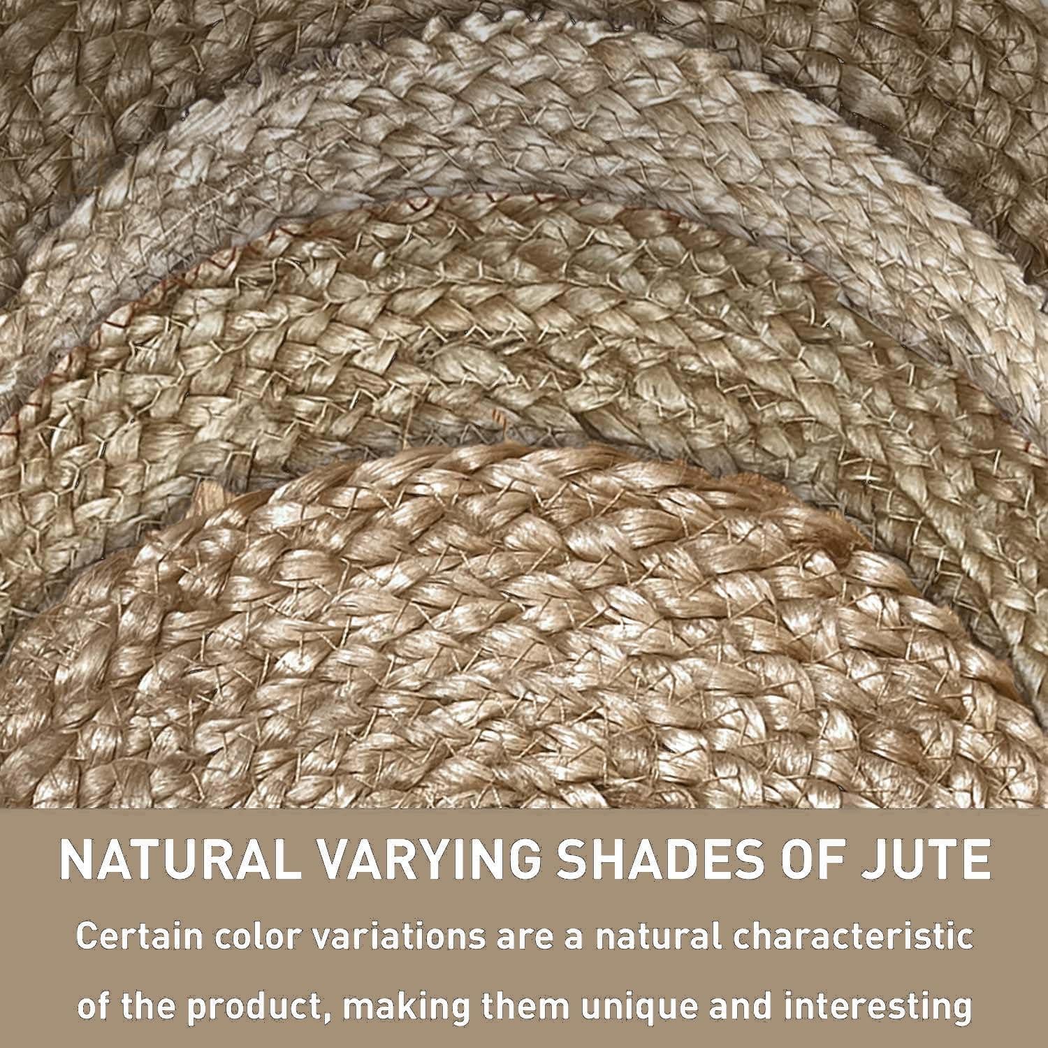 Alfombra Redonda de Yute Natural Chardin 243 cm Hecha a Mano