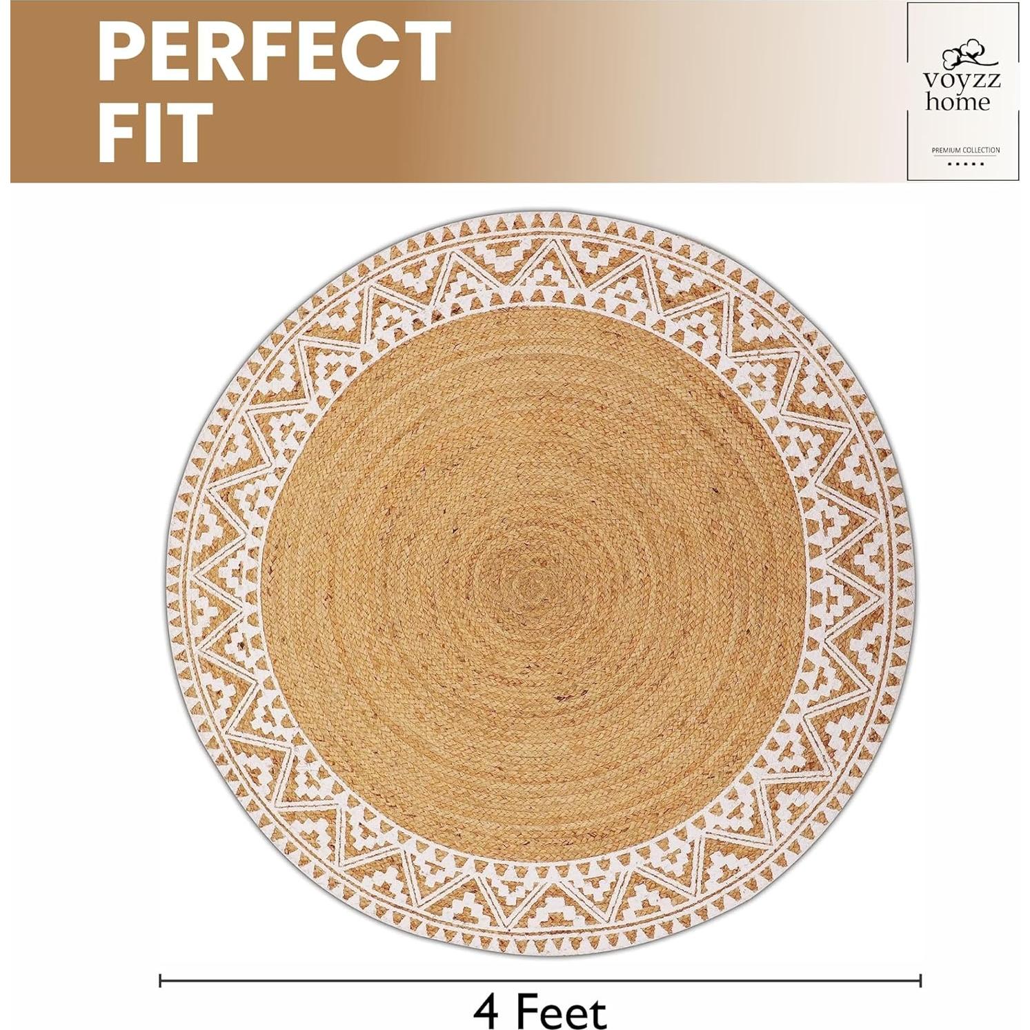 Alfombra de Yute Natural 1.22m Redonda Voyzz Home Premium