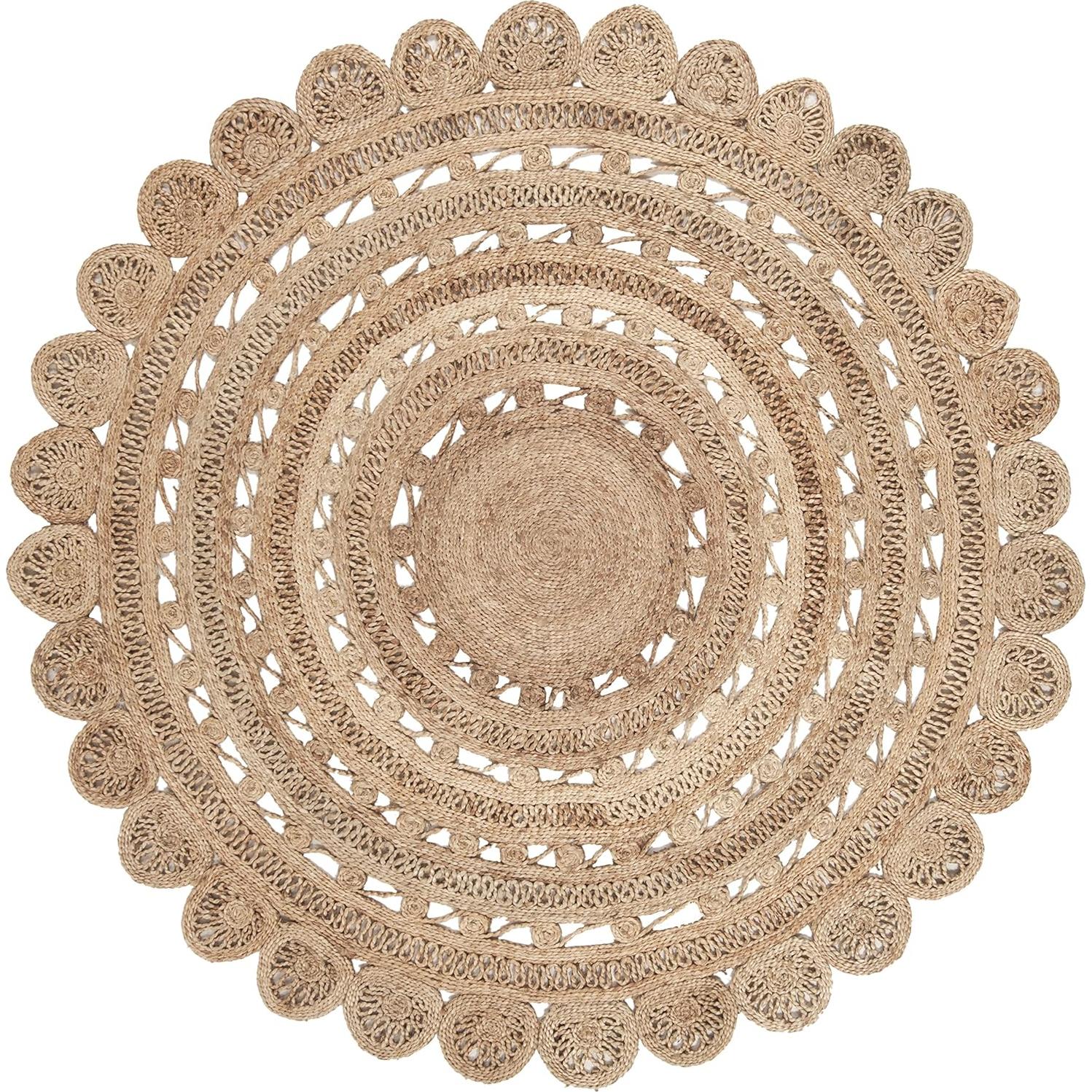 Alfombra de Área Redonda 2.44m Natural SAFAVIEH Boho Hecha a Mano