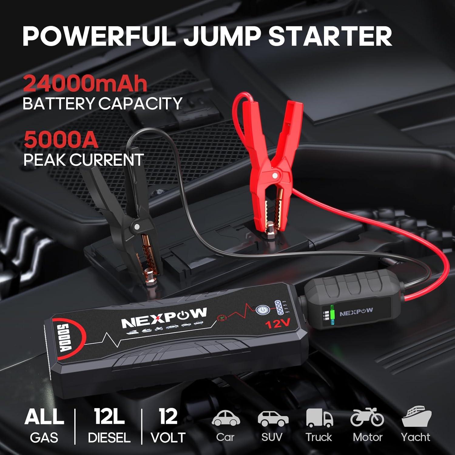 NEXPOW Q12 Arrancador de Coche 5000A 24000mAh 12V