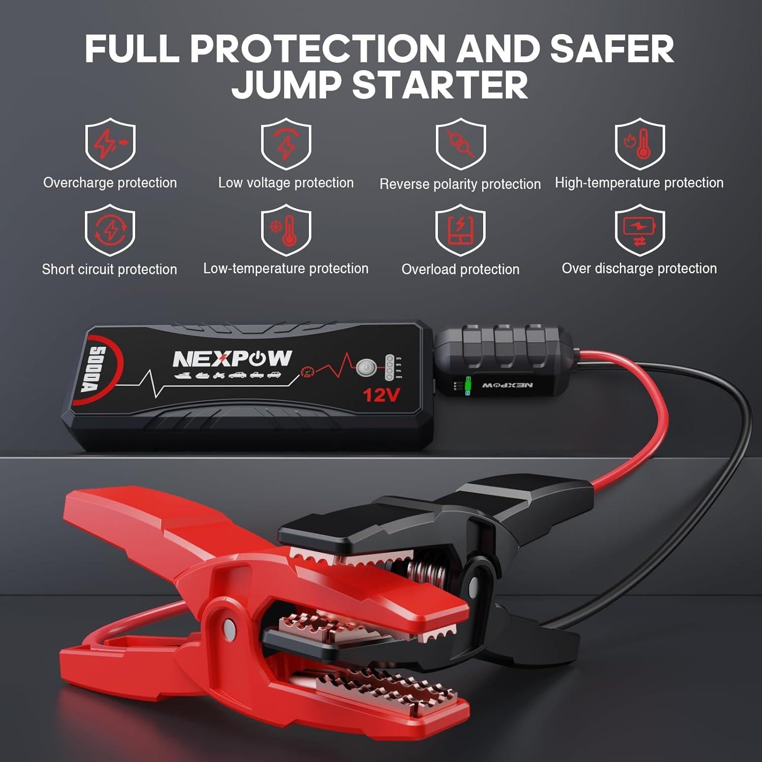 NEXPOW Q12 Arrancador de Coche 5000A 24000mAh 12V