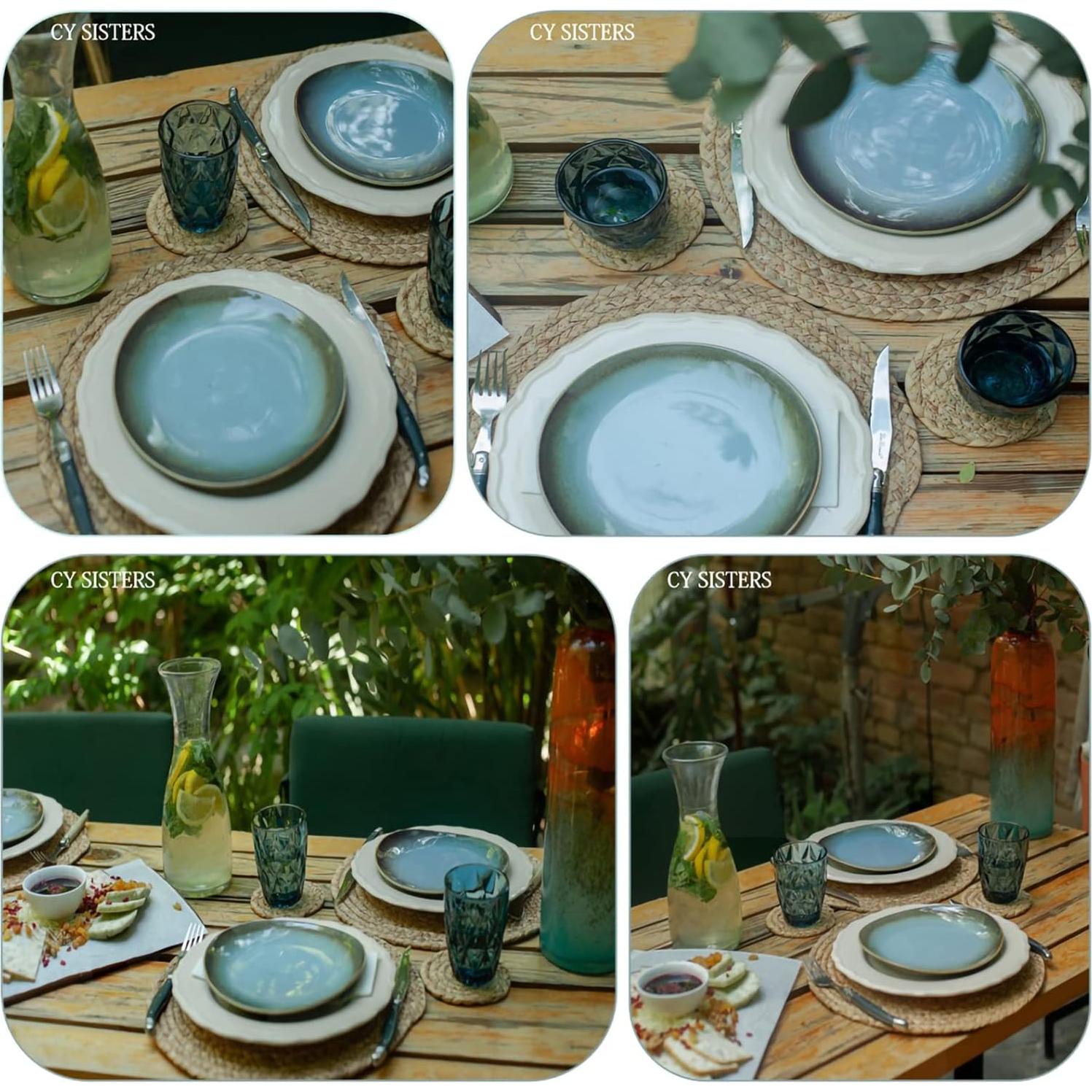 Juego de 6 Manteles Individuales Redondos CY SISTERS 34 cm Juncos Naturales