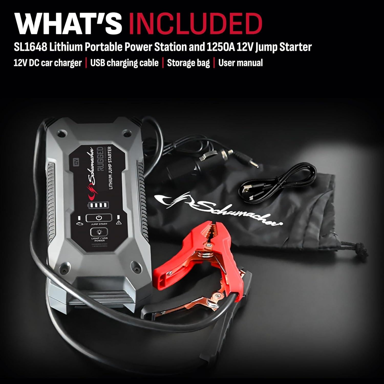 Arrancador de Salto Schumacher SL1648 1250A 12V USB LED