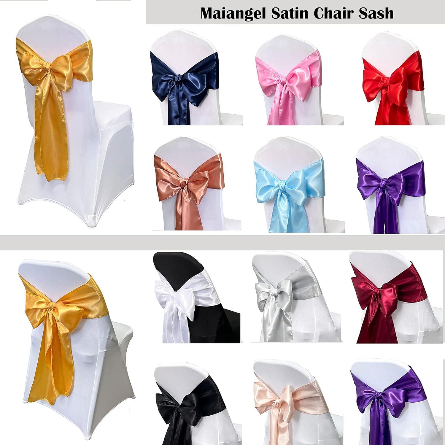 Fajas de Silla de Satén Maiangel 50PCS Dorado para Bodas