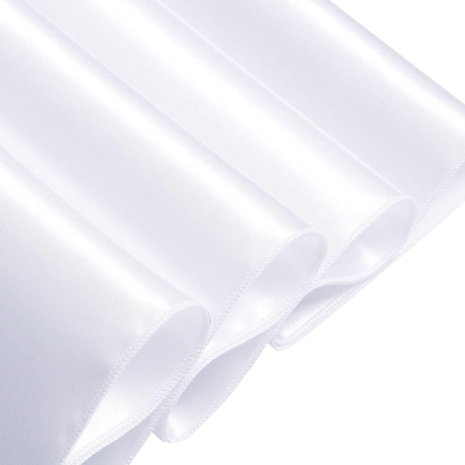 Lazos de Silla de Satén Blanco Counfeisly - 10 Pcs 15x274 cm