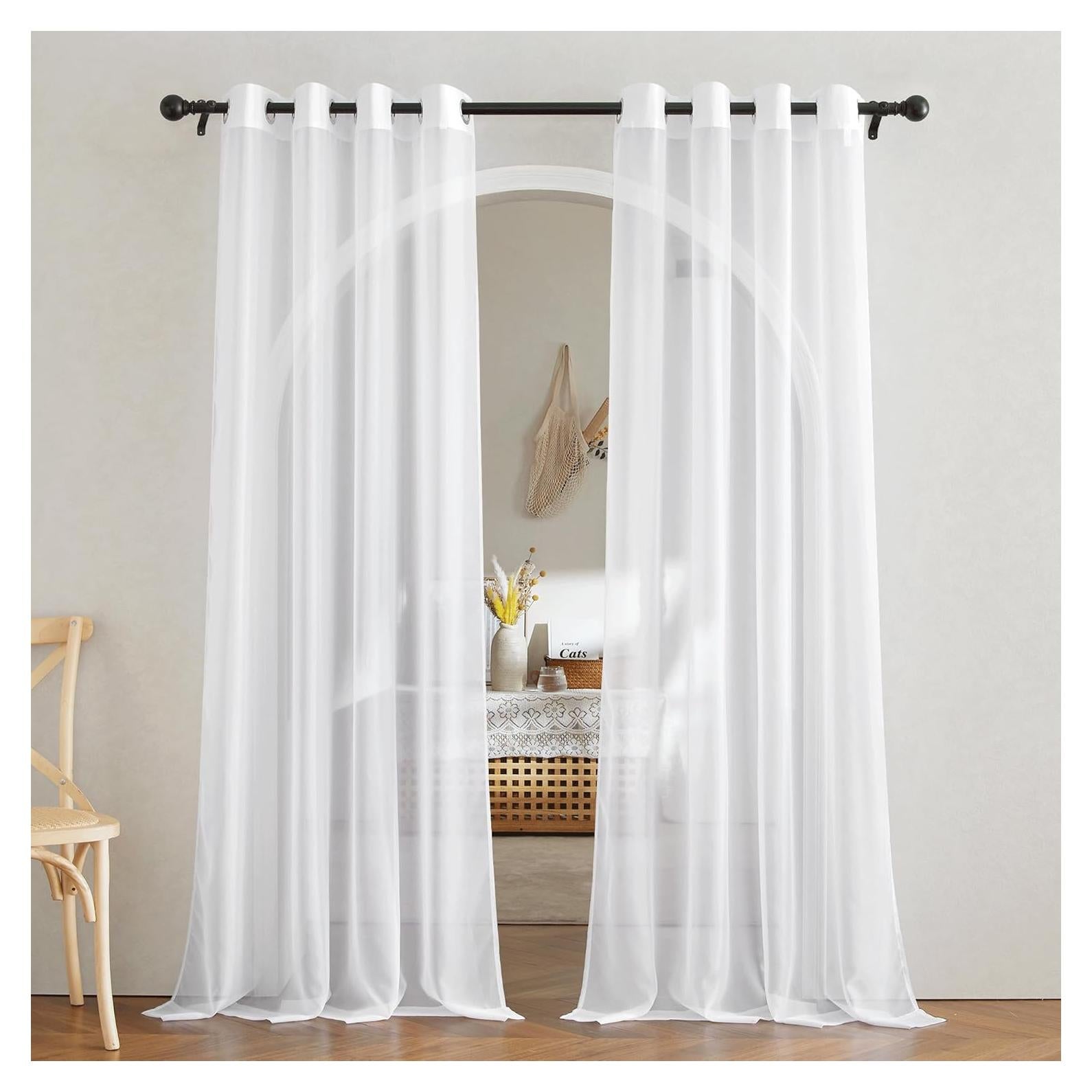 Cortinas Sheer Blancas NICETOWN 135 x 213 cm - 2 Paneles