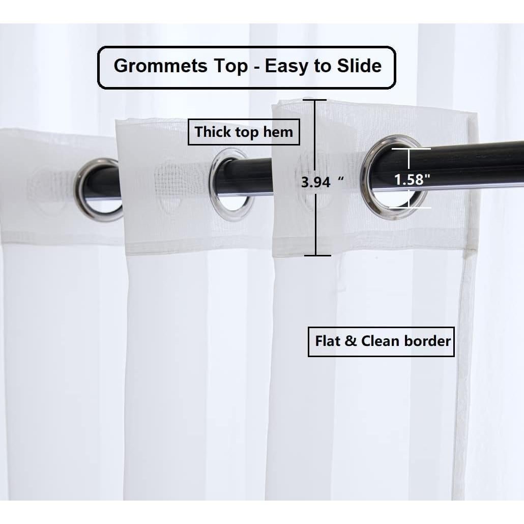 Cortinas Transparentes Blancas PI 52x84 cm, 2 Paneles con Ojetes