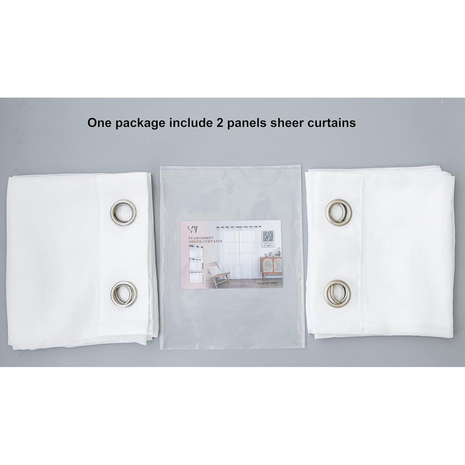 Cortinas Transparentes Blancas PI 52x84 cm, 2 Paneles con Ojetes