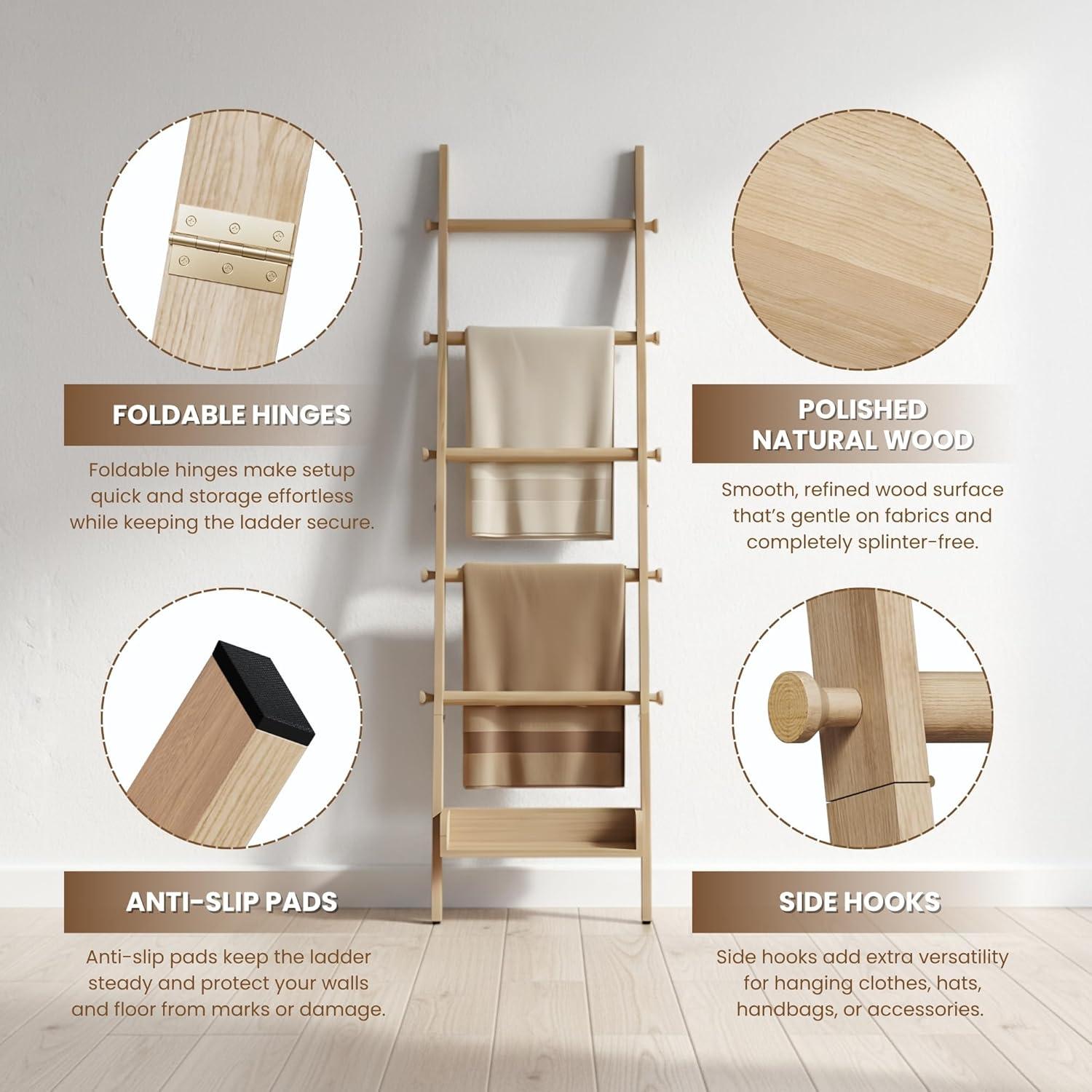 Escalera de Mantas Surala de Madera Natural 6 Niveles