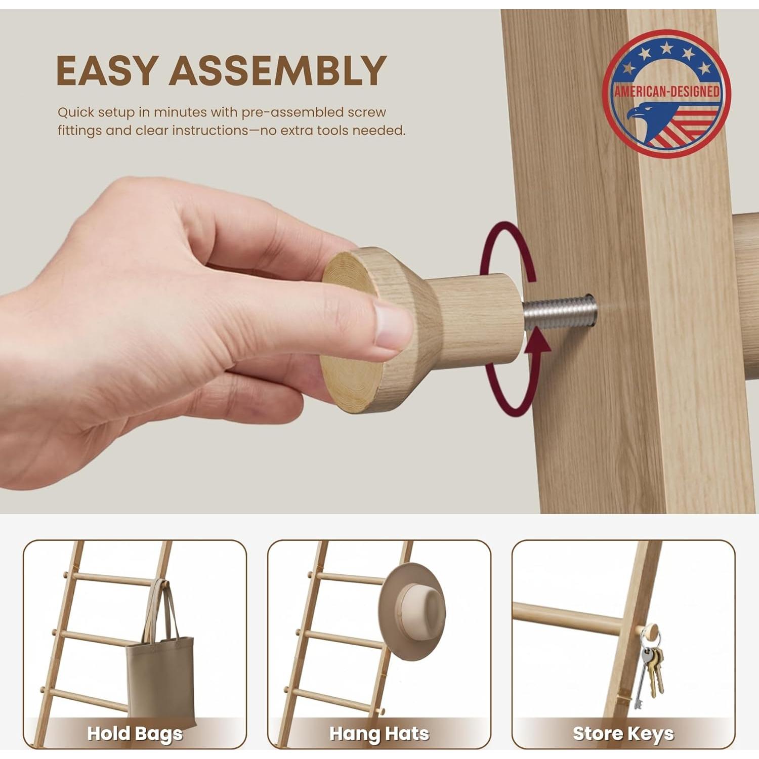 Escalera de Mantas Surala de Madera Natural 6 Niveles