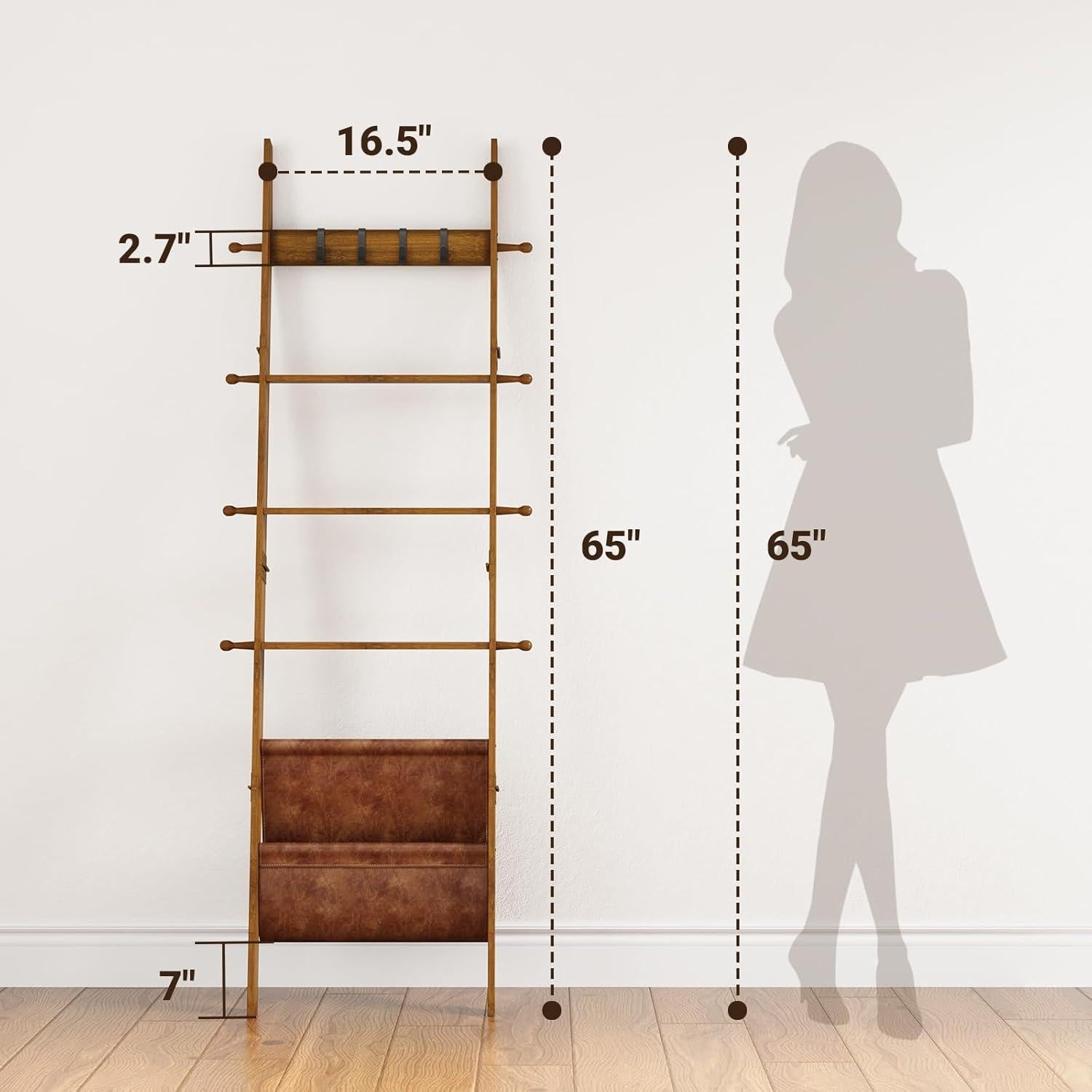 Escalera de Mantas ELYKEN 5 Niveles Nogal con Ganchos