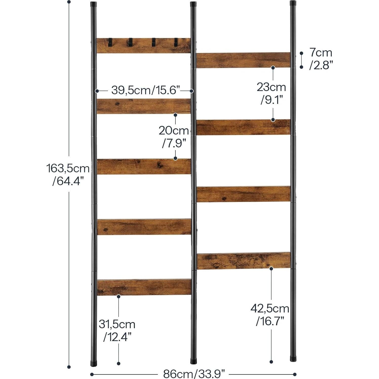 Escalera de Mantas HOOBRO 9 Niveles 163 cm Marrón Rústico