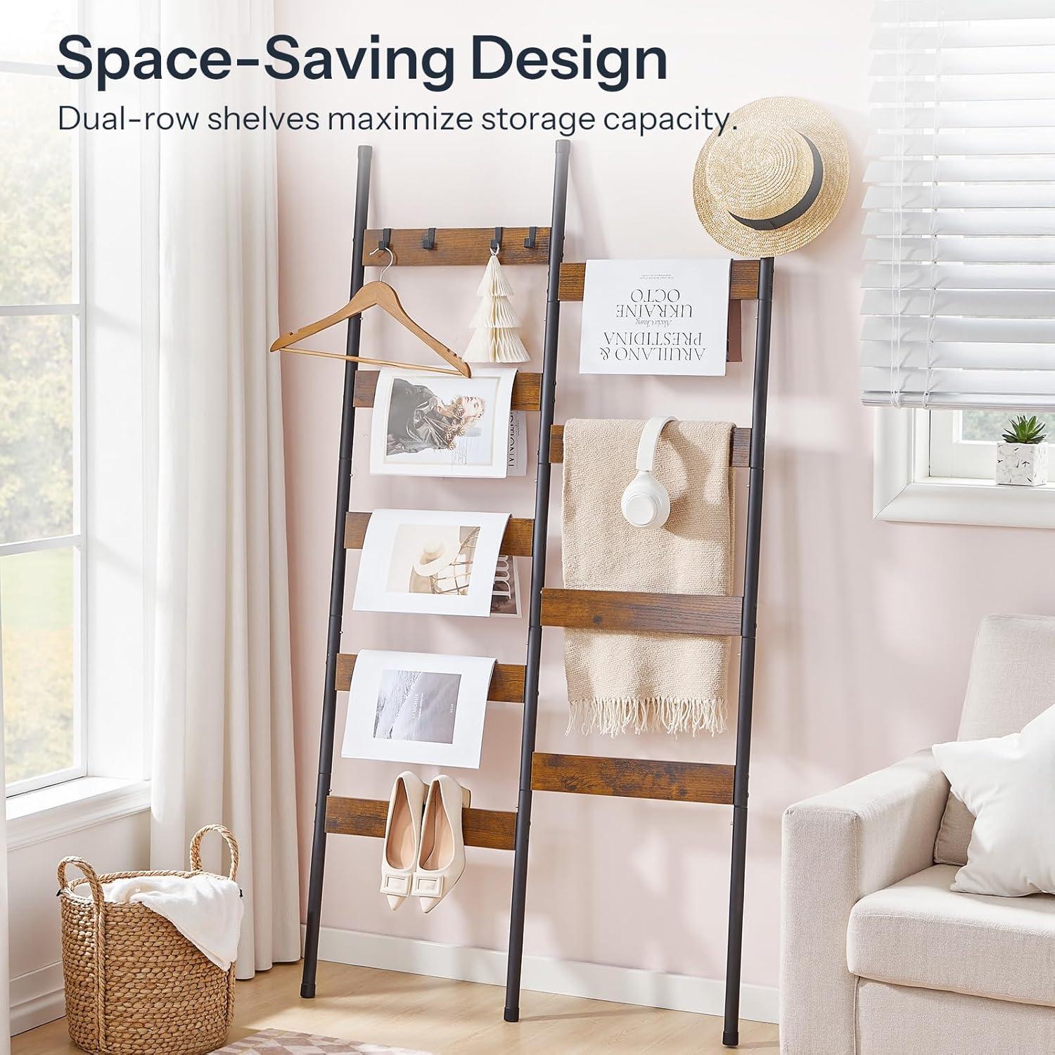 Escalera de Mantas HOOBRO 9 Niveles 163 cm Marrón Rústico