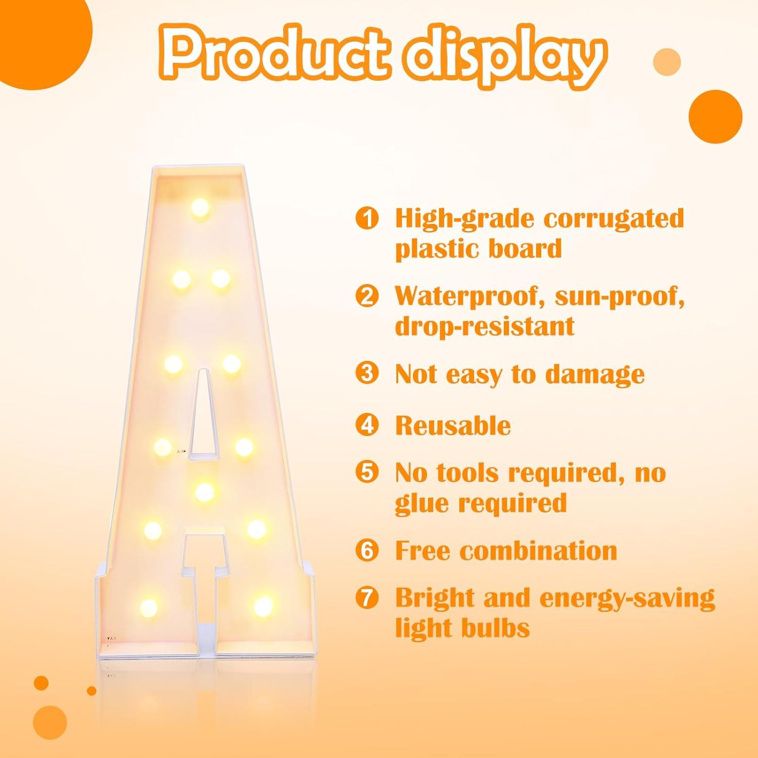 Marquee Iluminado 1.22m Letras A GGPL para Fiestas