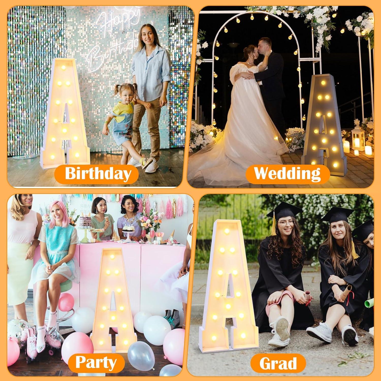 Marquee Iluminado 1.22m Letras A GGPL para Fiestas