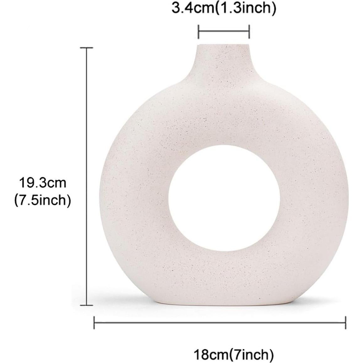 Jarrón Donut Blanco Cerámica CEMABT 17.8x18.7cm Estilo Moderno