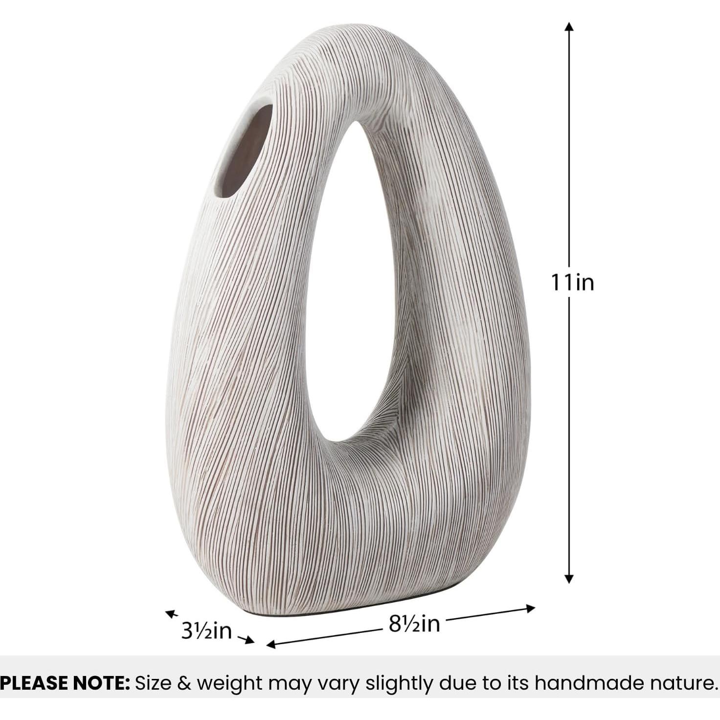 Jarrón Decorativo Torre & Tagus Blanco 28 cm Resina Texturizada