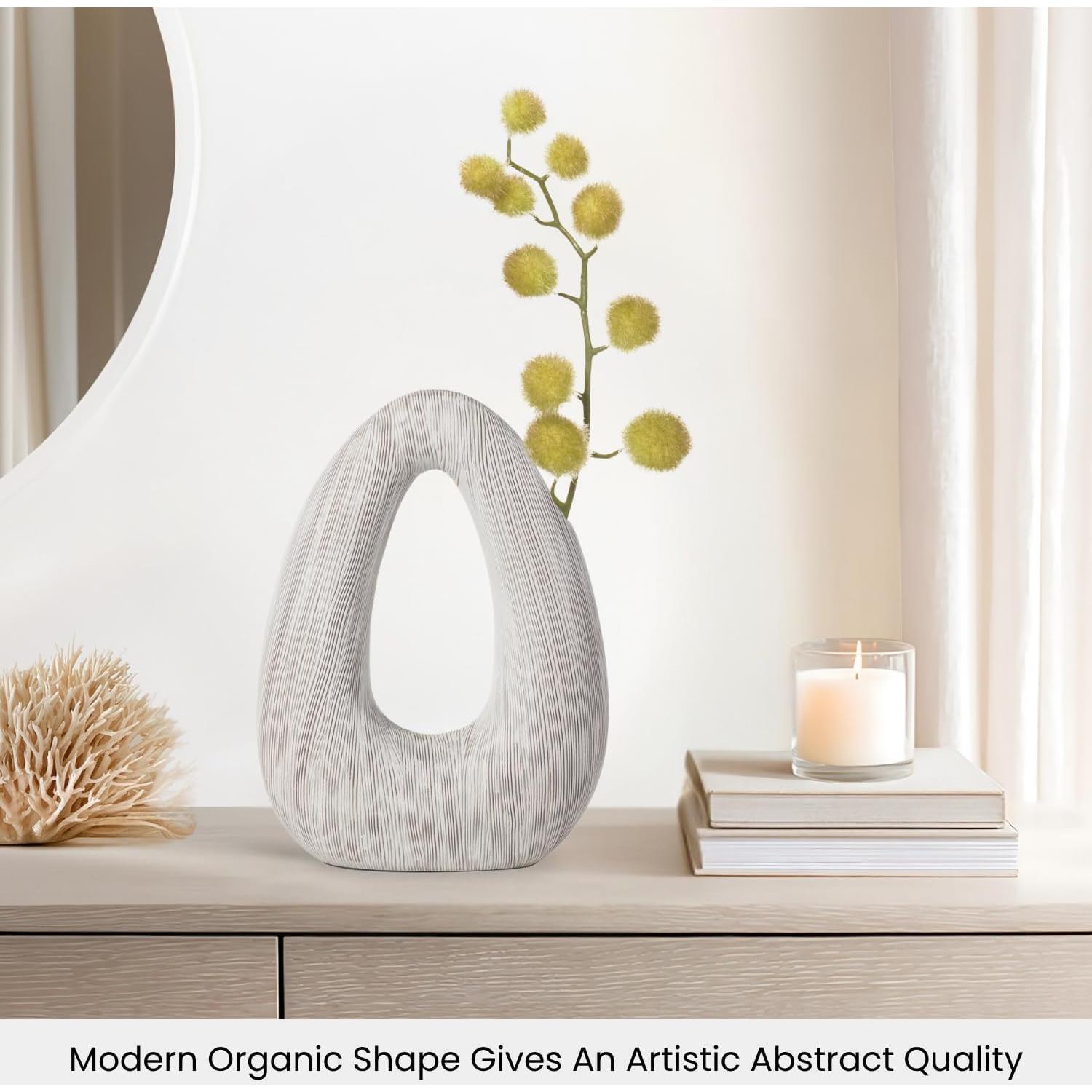 Jarrón Decorativo Torre & Tagus Blanco 28 cm Resina Texturizada