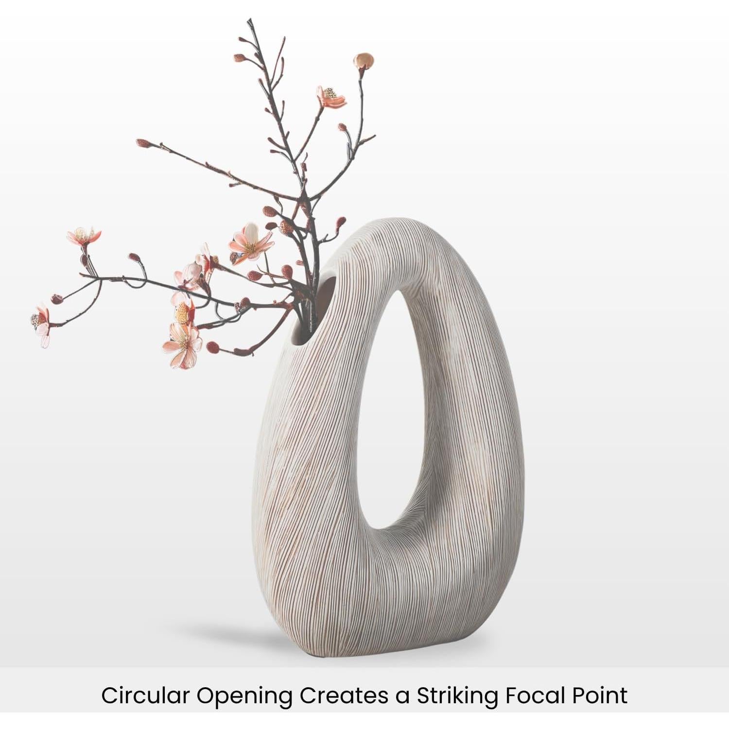 Jarrón Decorativo Torre & Tagus Blanco 28 cm Resina Texturizada