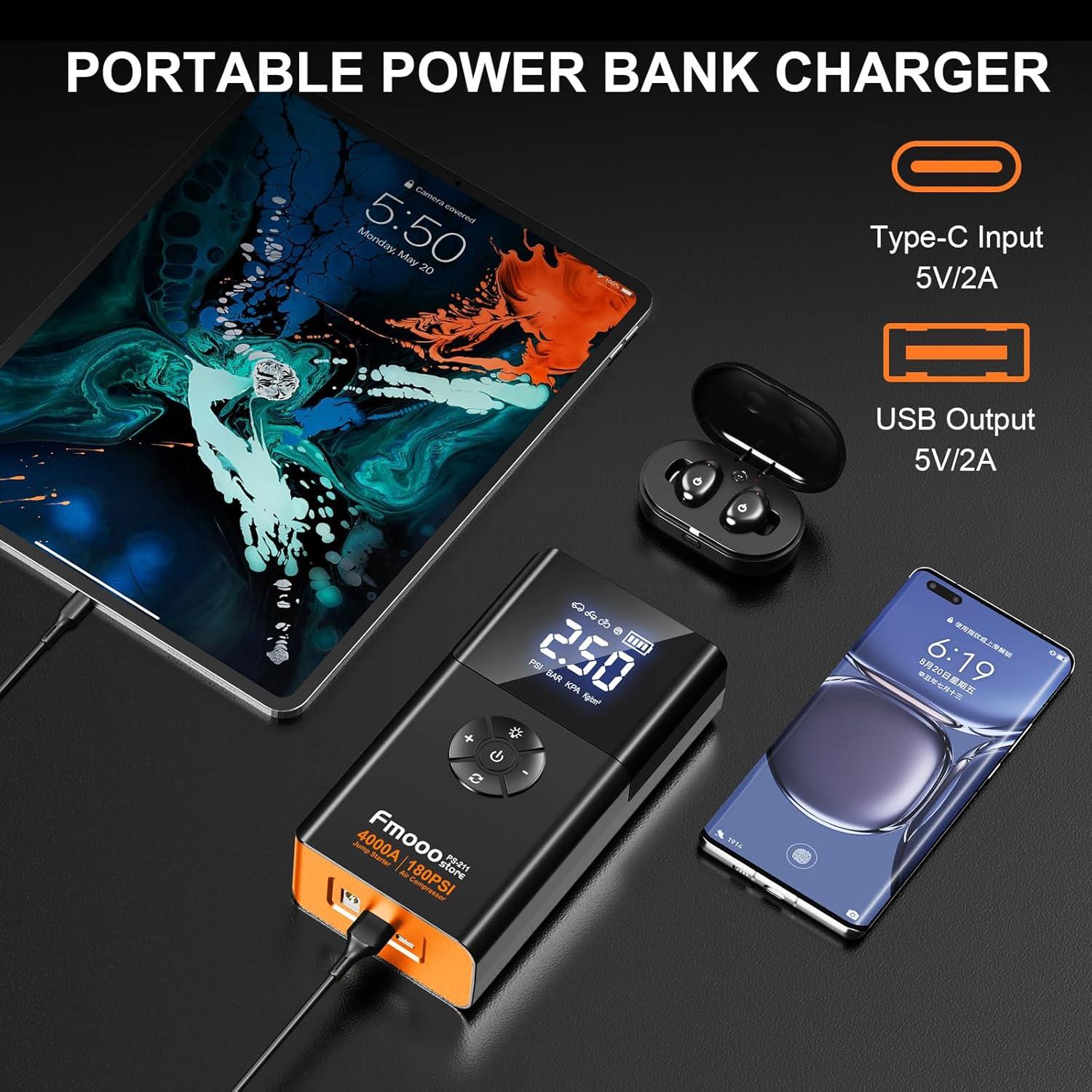 Arrancador de Batería Portátil fmooostore PS-211 4000A 12V