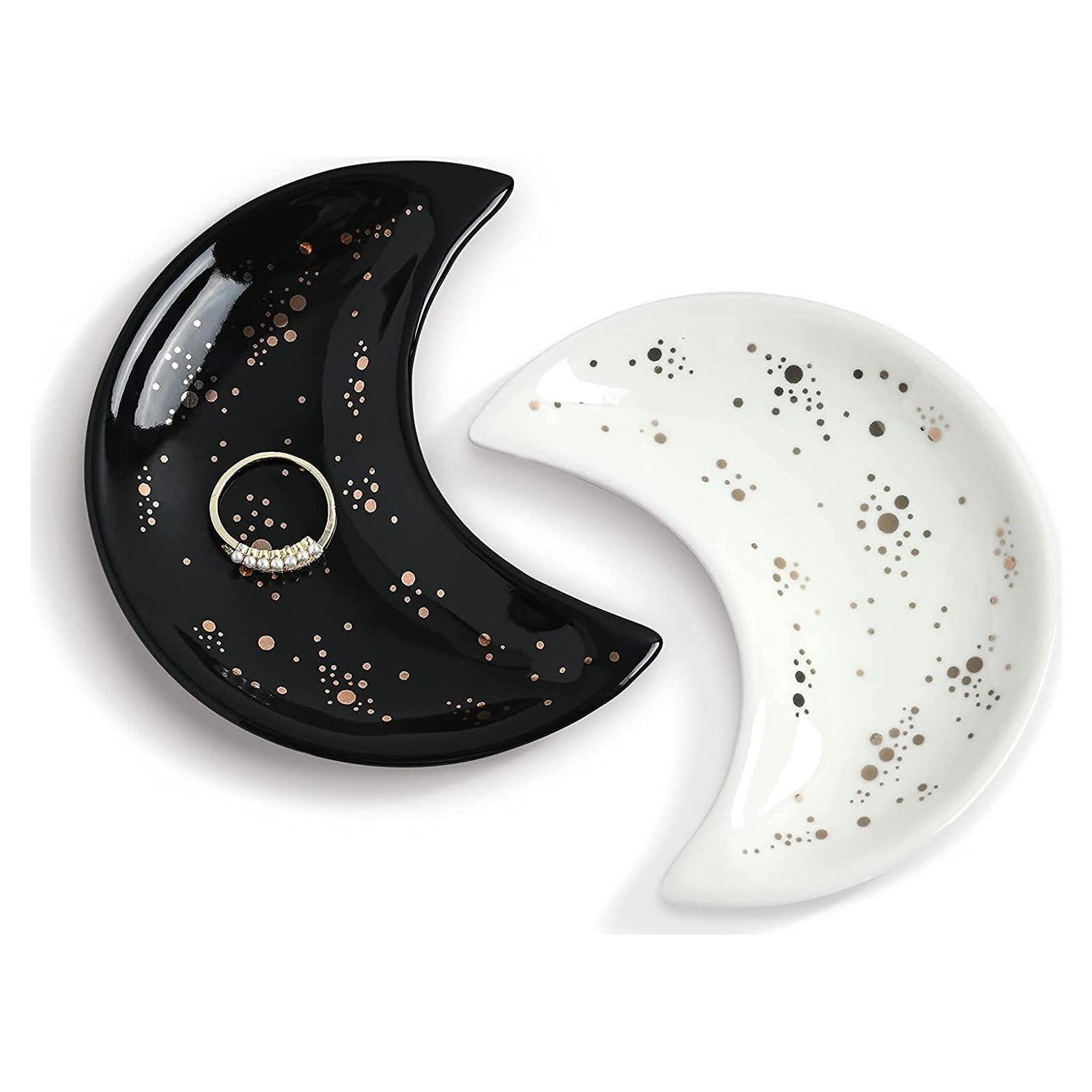 Plato de Joyería Cerámica SweetGo en Forma de Luna 10x8 cm