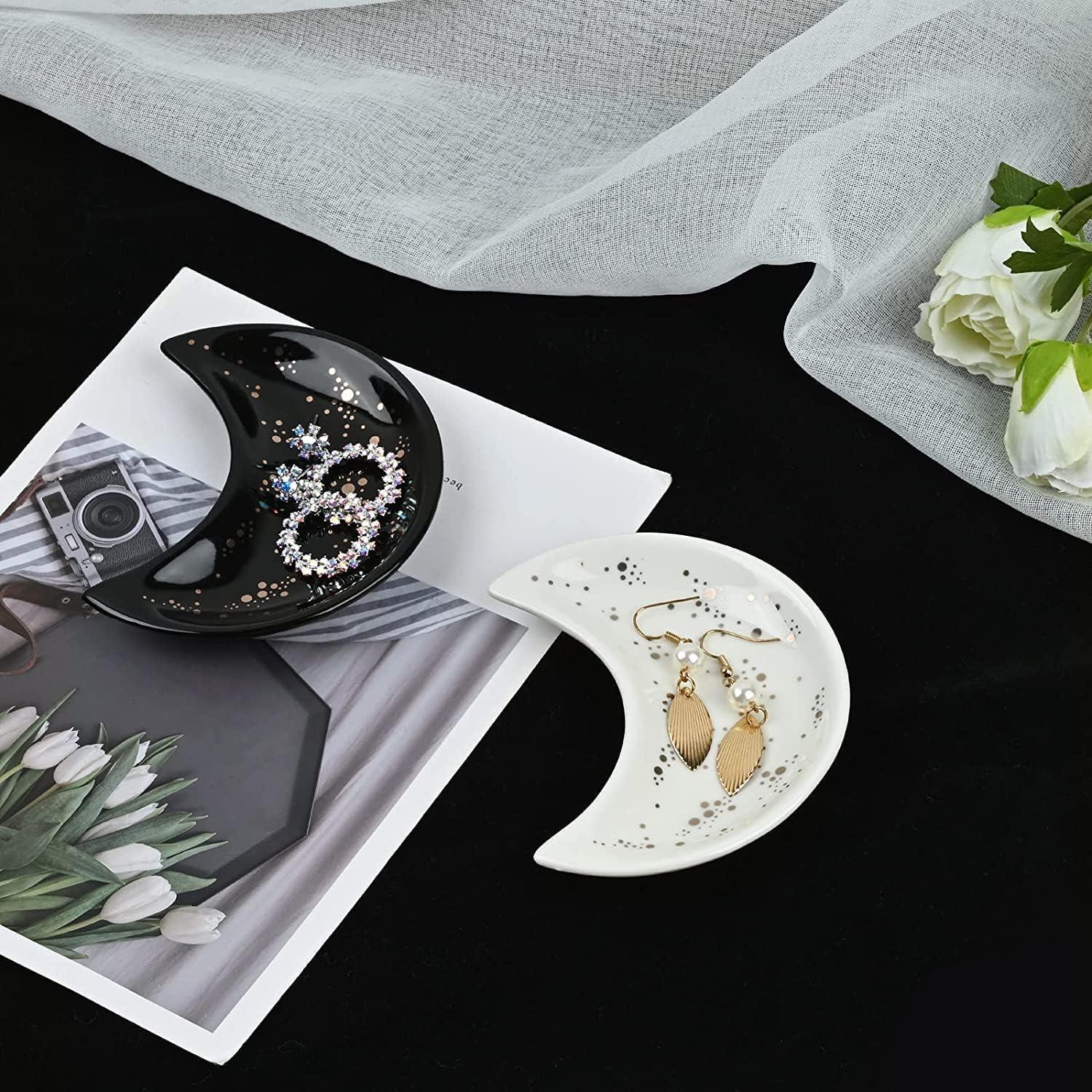 Plato de Joyería Cerámica SweetGo en Forma de Luna 10x8 cm