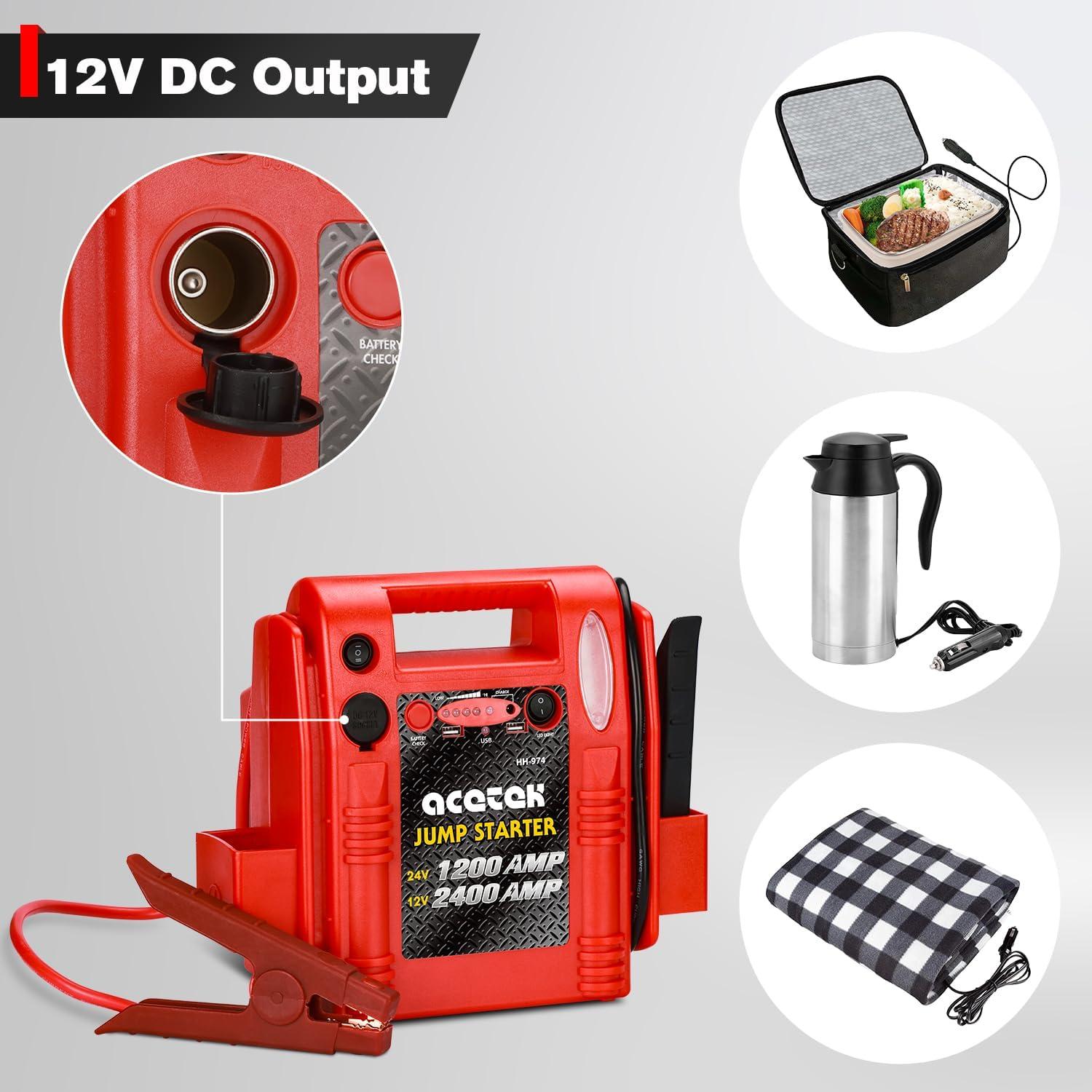 Arrancador de Batería Acetek HH974 12V/24V 1800A USB