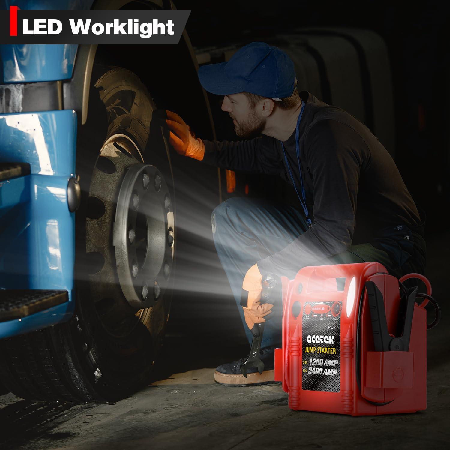 Arrancador de Batería Acetek HH974 12V/24V 1800A USB